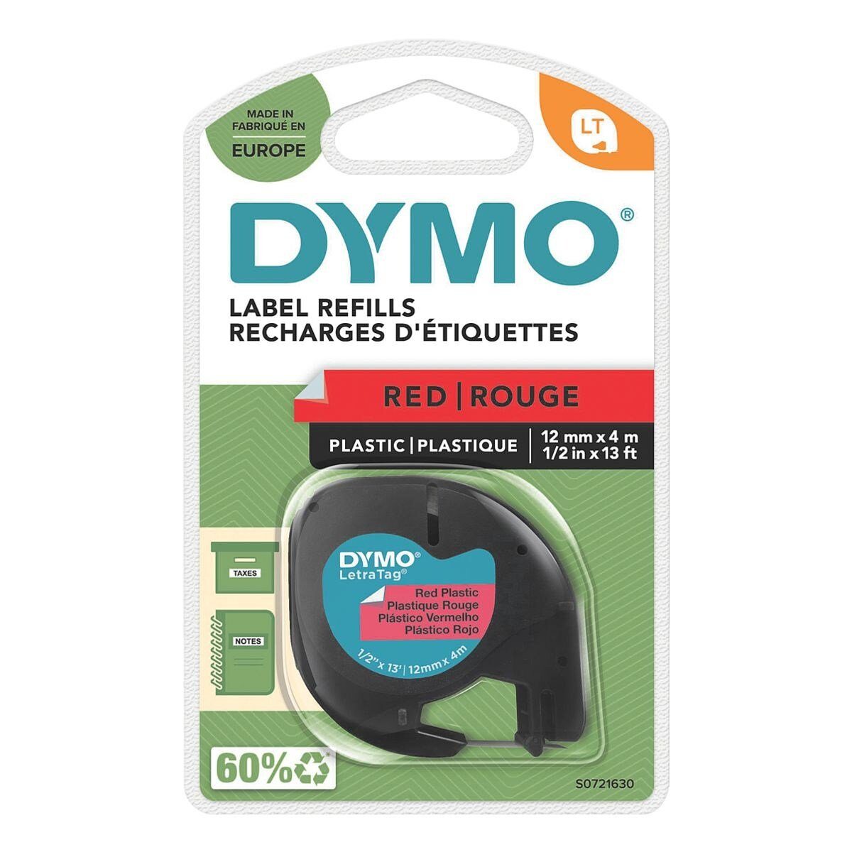 DYMO Beschriftungsband schwarz auf rot | Kugelschreiber