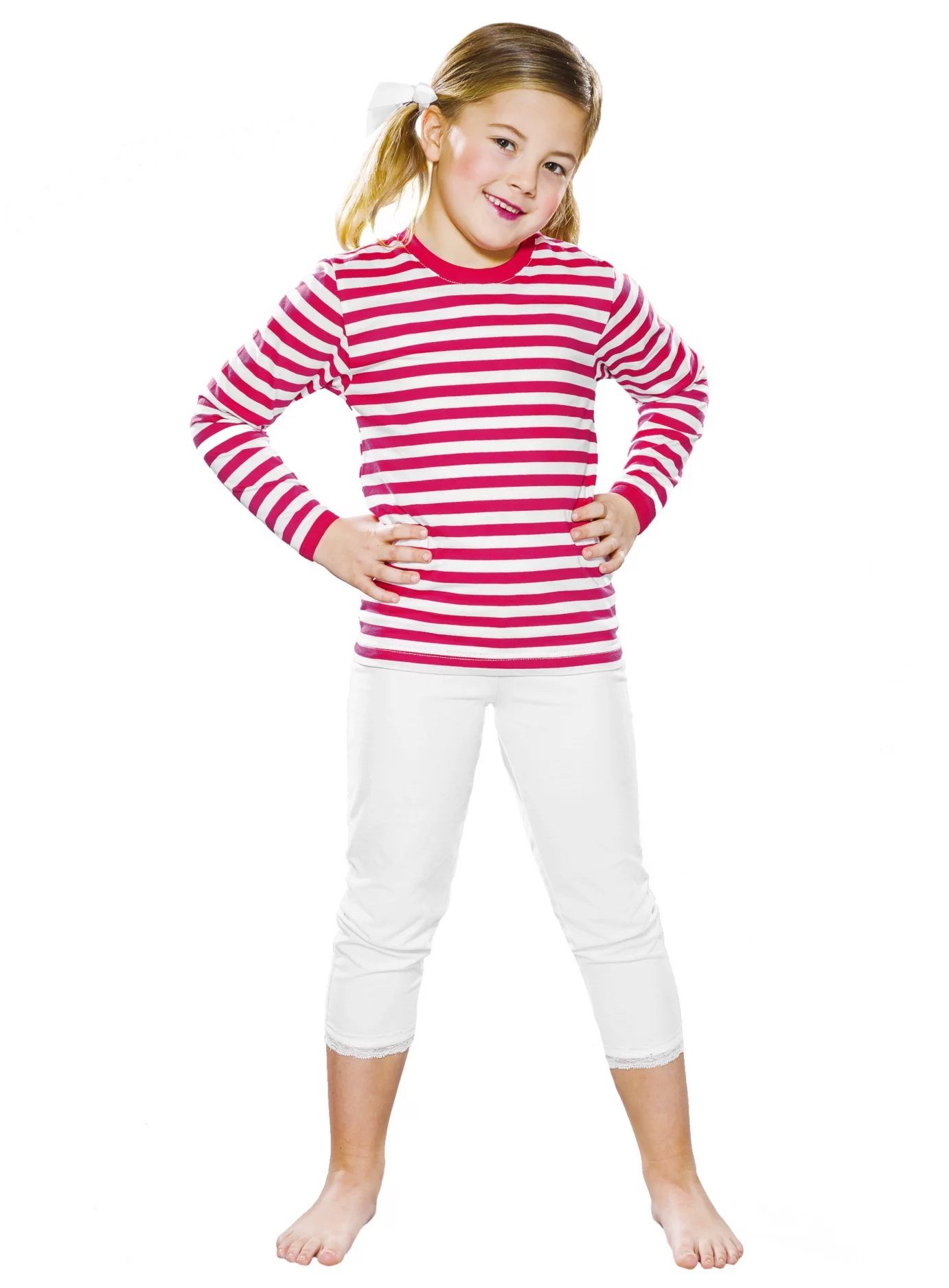 Metamorph Clown-Kostüm Ringelshirt rot-weiß Clown Karnevalskostüm Kinder, Klassische Ringelware für Kinderkarneval und Fasching