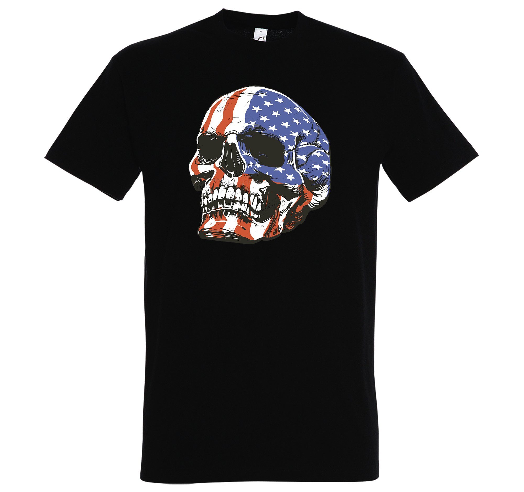 Youth Designz T-Shirt USA Skull Schädel Herren Shirt mit trendigem Frontprint Schwarz