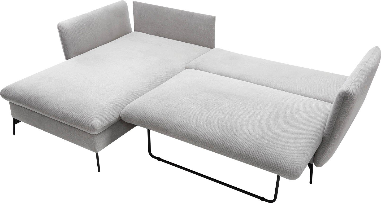 OTTO home Ecksofa LIVORNO,258 cm, L-Form, Schlaffunktion u. Bettkasten (139/224cm), Samt, Struktur, Webstoff