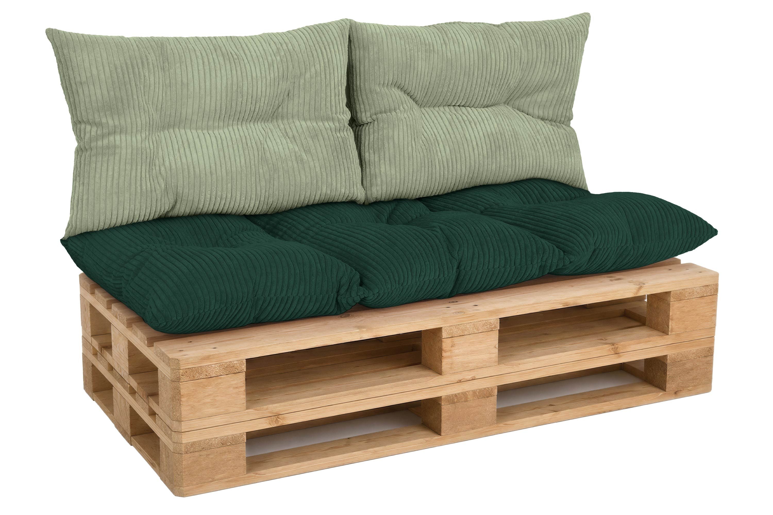 Amilian Palettenkissen Set 3-teilig Palettenauflagen für Europaletten, Balkon, Terrasse, Sitzkissen 120x60 cm + 2x Kissen 40x60 cm
