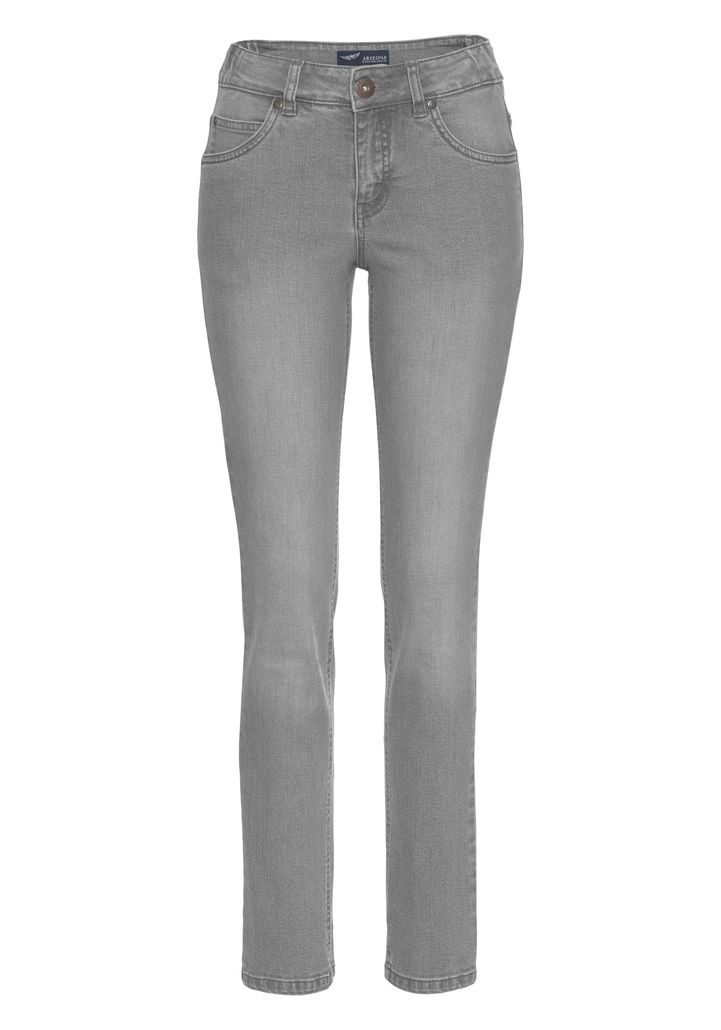 Arizona Slim-fit-Jeans Bund Gummizugeinsatz grey-used mit seitlichem High Waist