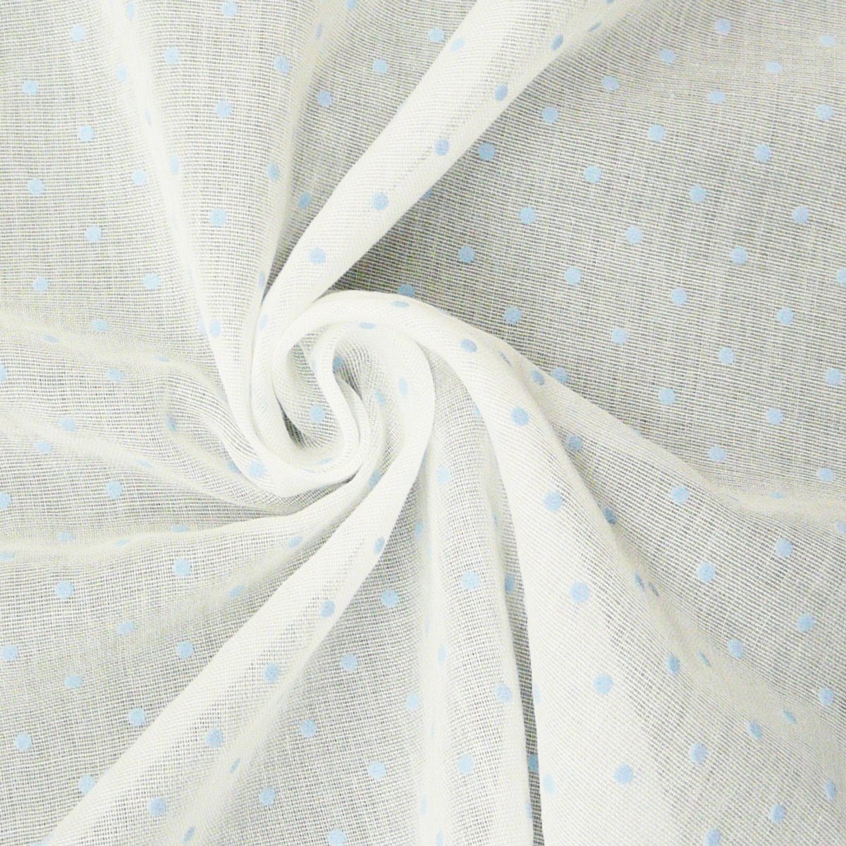 SCHÖNER LEBEN. Meterware Gardinenstoff Stores Leinenstruktur weiß mit Punkten blau 2,80m Höhe, halbtransparent, Baumwolle, mit Bleiband