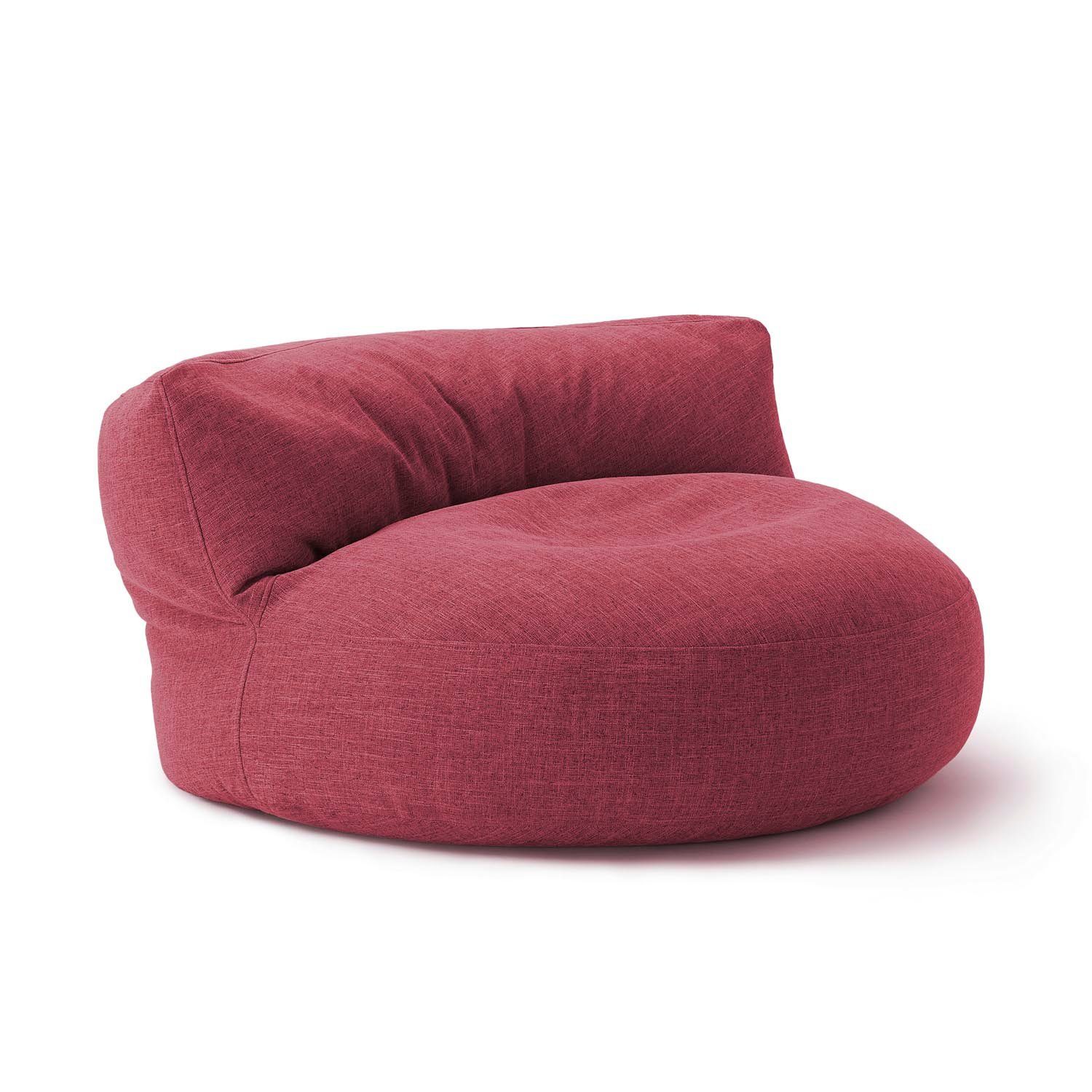 Sitzkissen Rückenlehne inkl. Bag Lounge, rot 90x90x50cm In-& Sofa Lumaland Sitzsack Outdoor Round Couch Bean