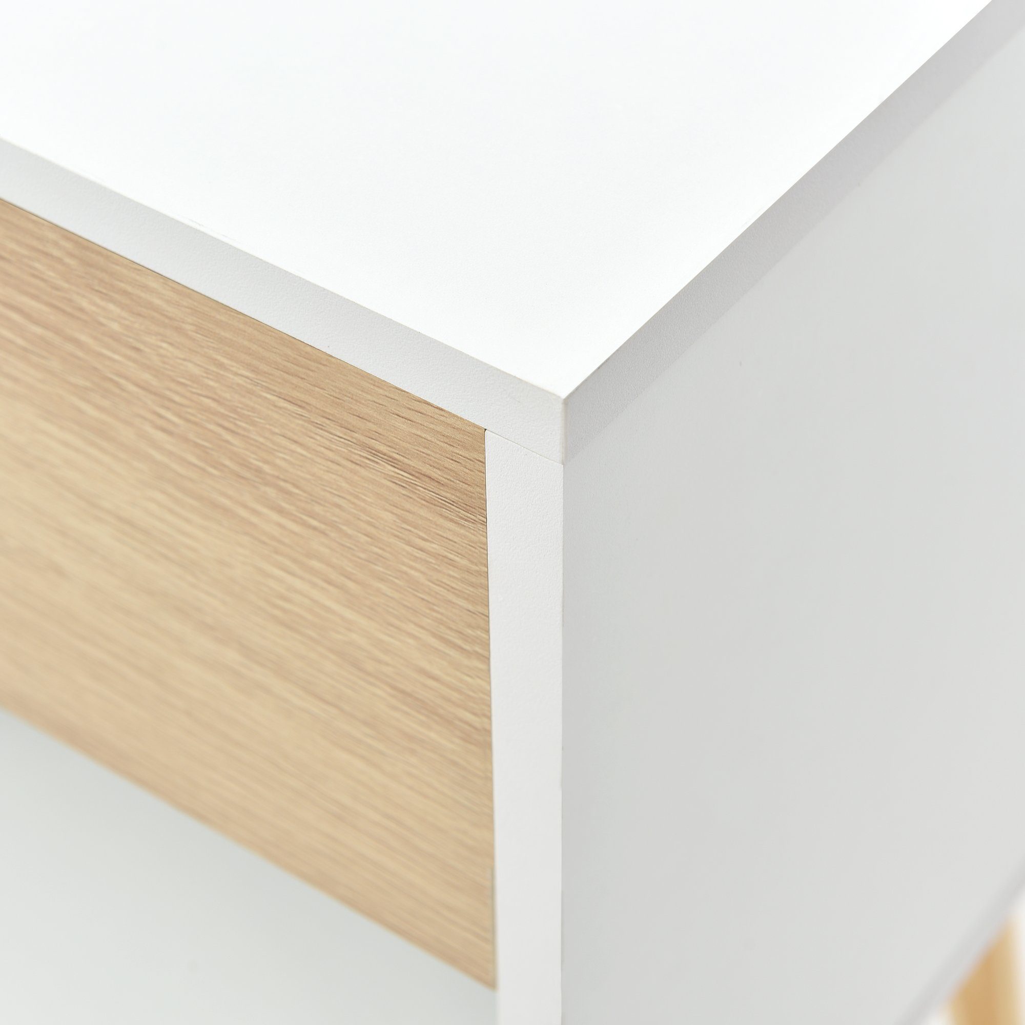Nachttisch (1-St., Beistelltisch), Nachtschrank Kommode mit Schublade & offenem Fach, Massivholz