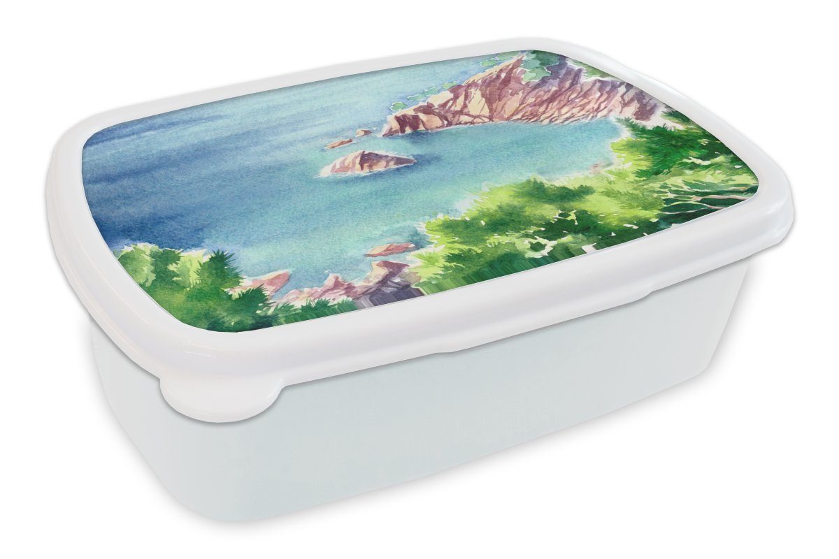 Meer und MuchoWow Berge - Lunchbox (2-tlg), Brotbox Mädchen Brotdose, für weiß und Kinder Wald, Jungs Kunststoff, für - Erwachsene,