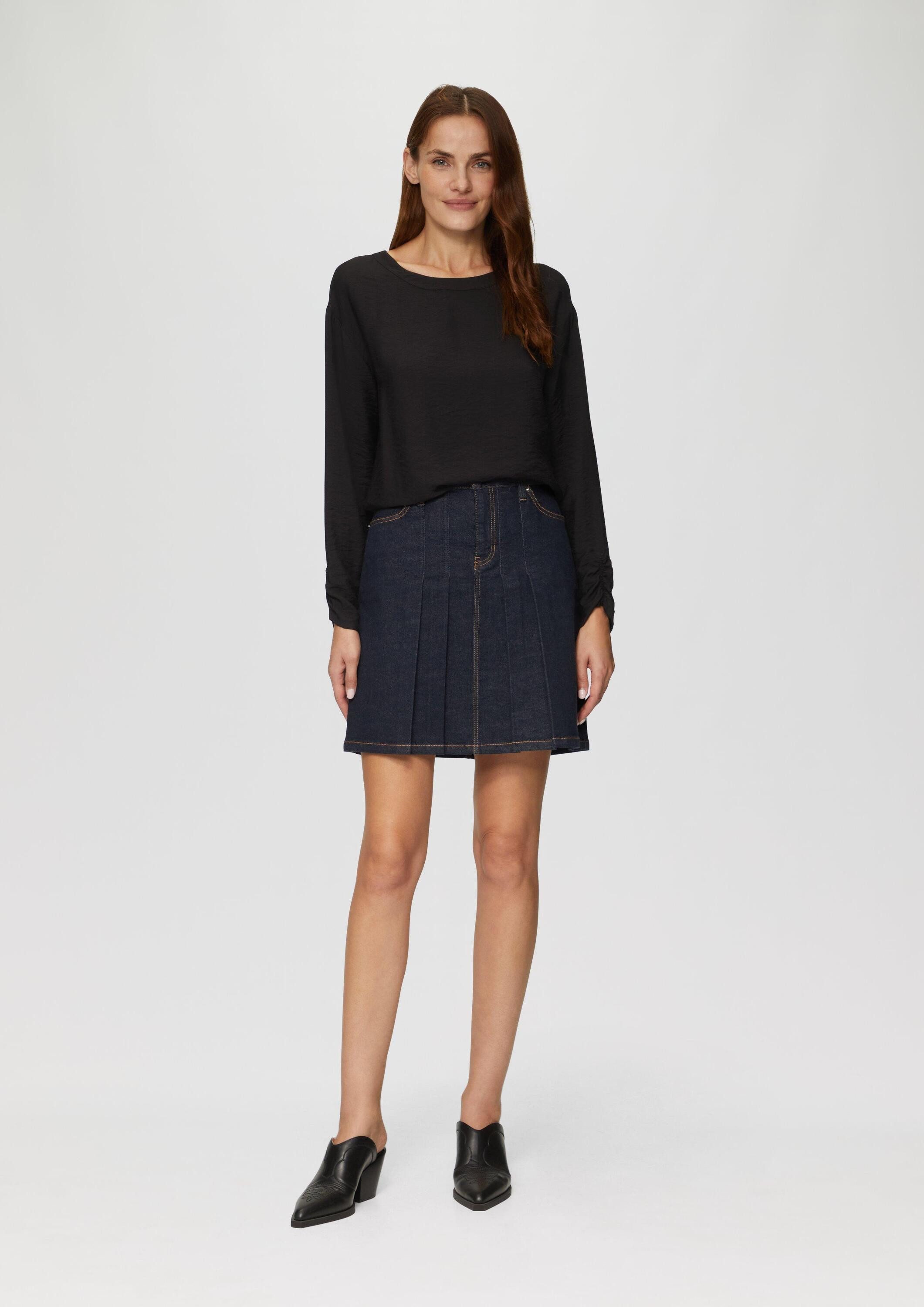 s.Oliver Langarmbluse Bluse Viskose-Bluse mit elastischem Saum