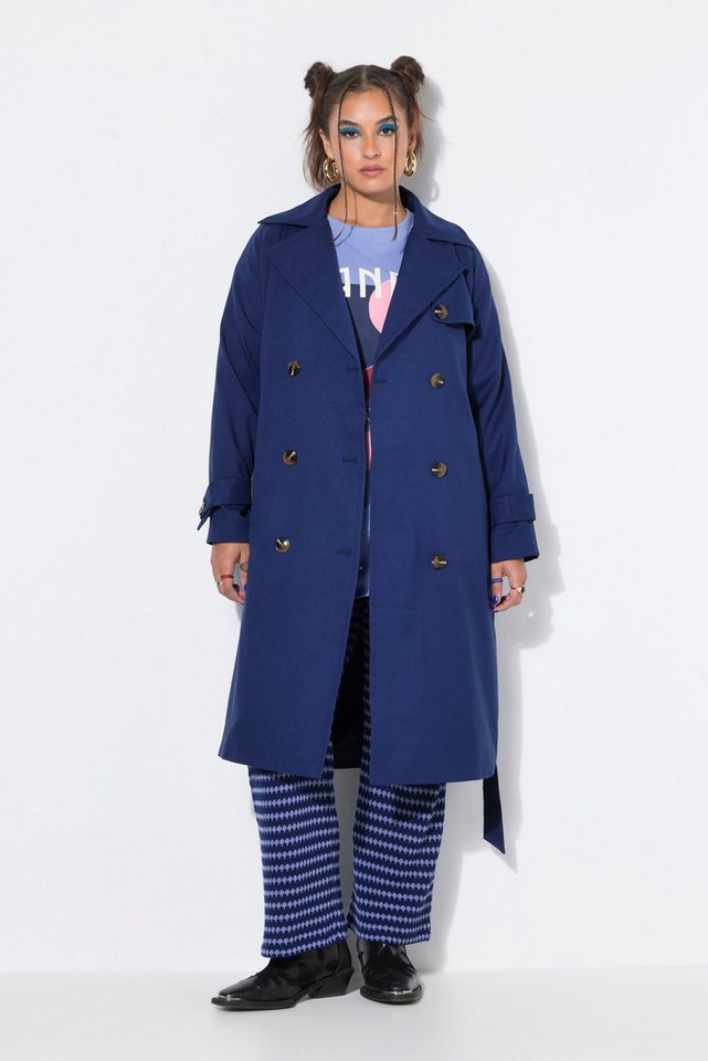 Studio Untold Wintermantel Trenchcoat leicht oversized Revers Bindegürtel