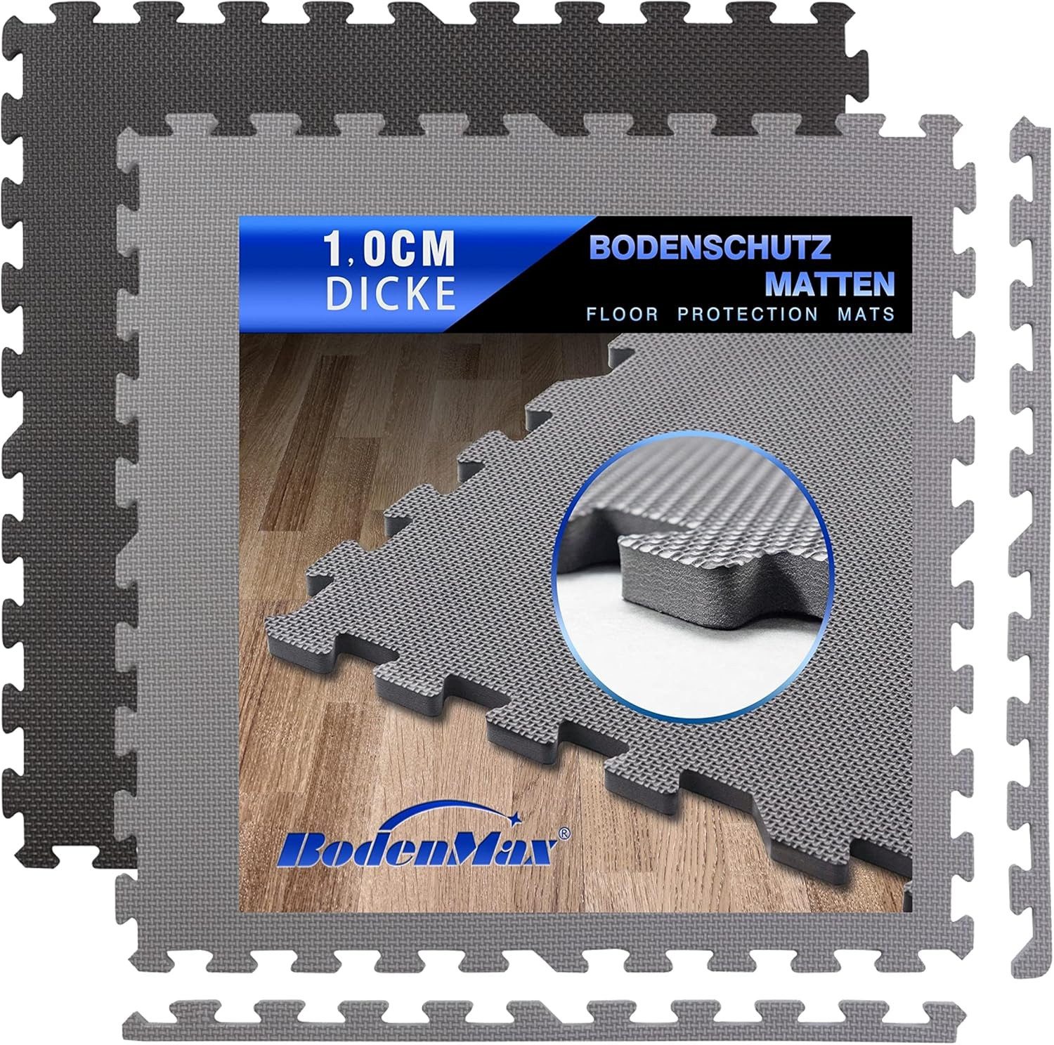 BodenMax Bodenturnmatte Bodenschutzmatte EVA Puzzlematten Sportmatte, 58x58x1cm (36-St)
