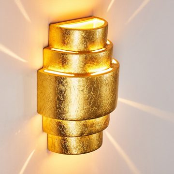 hofstein Wandleuchte »Borore« Wandlampe aus Keramik in Gold, ohne Leuchtmittel, mit Up & Down-Effekt, 1xE27, Innen mit Blattgold-Effekt