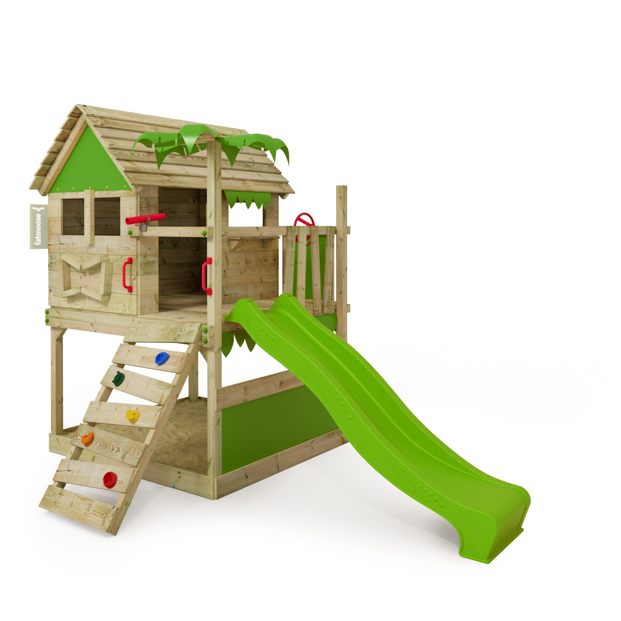 Spielturm TikaTaka - Abenteuer-Stelzenhaus mit Wellenrutsche & Sandkasten