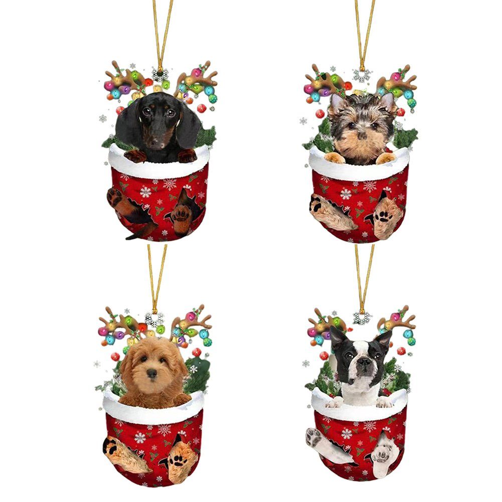 Blusmart Christbaumschmuck Schöne Weihnachten Tasche Hund Ornament Mode Langlebige Hängende 4 Stück