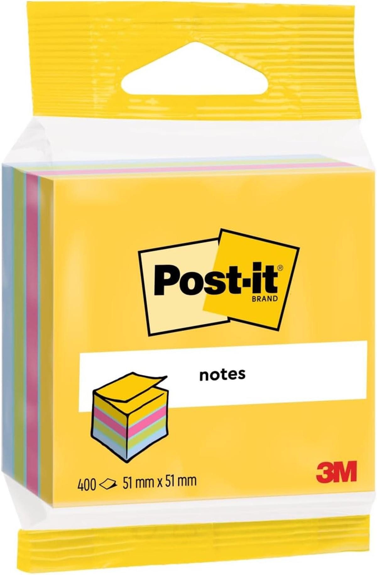 Post-it® Haftnotizblock Post-it 2012MUC Haftnotiz Würfel Mini 51 x 51 mm 400 Blatt ge/pi/gr/bl