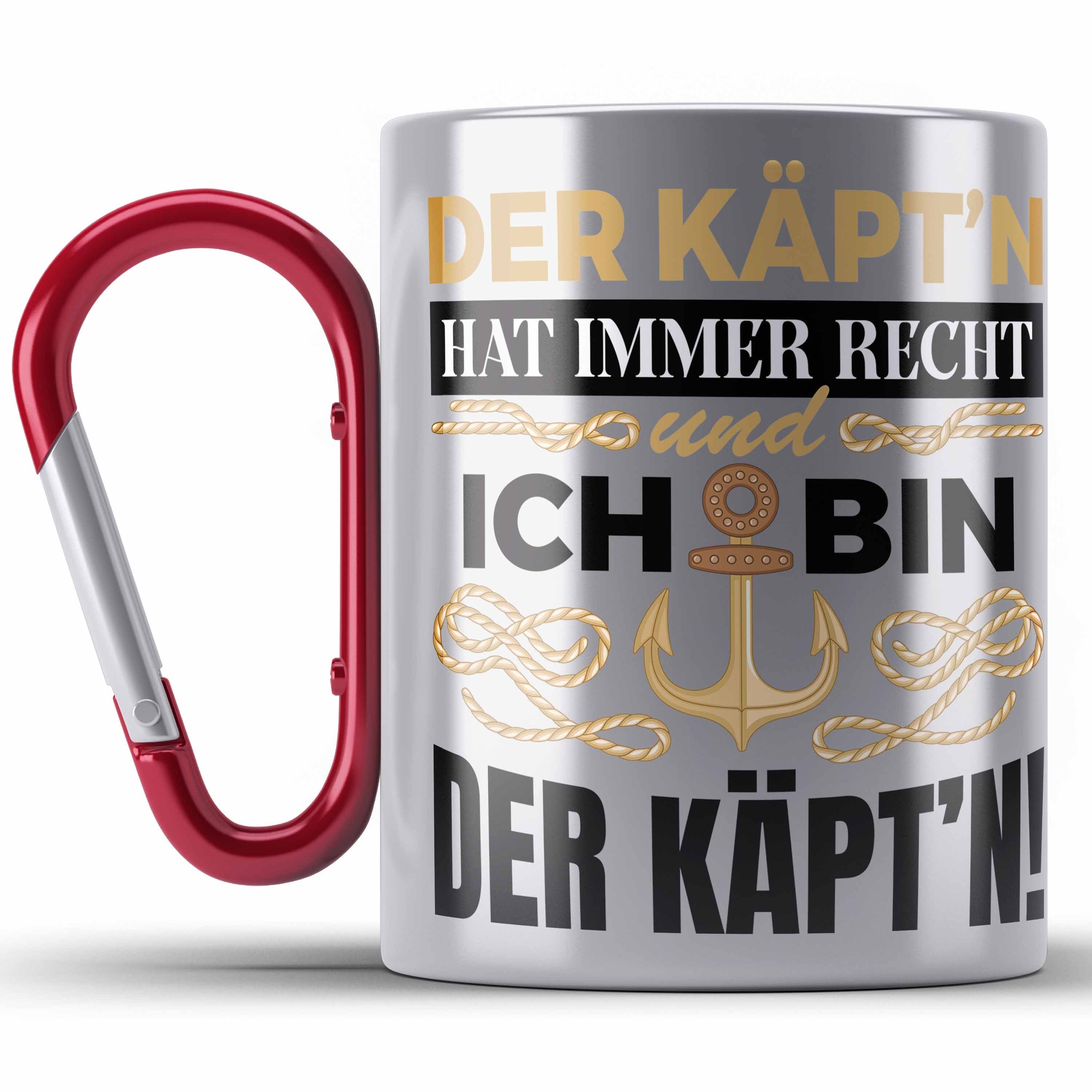 Trendation Thermotasse Trendation Kapitän Karabiner Edelstahl Tasse