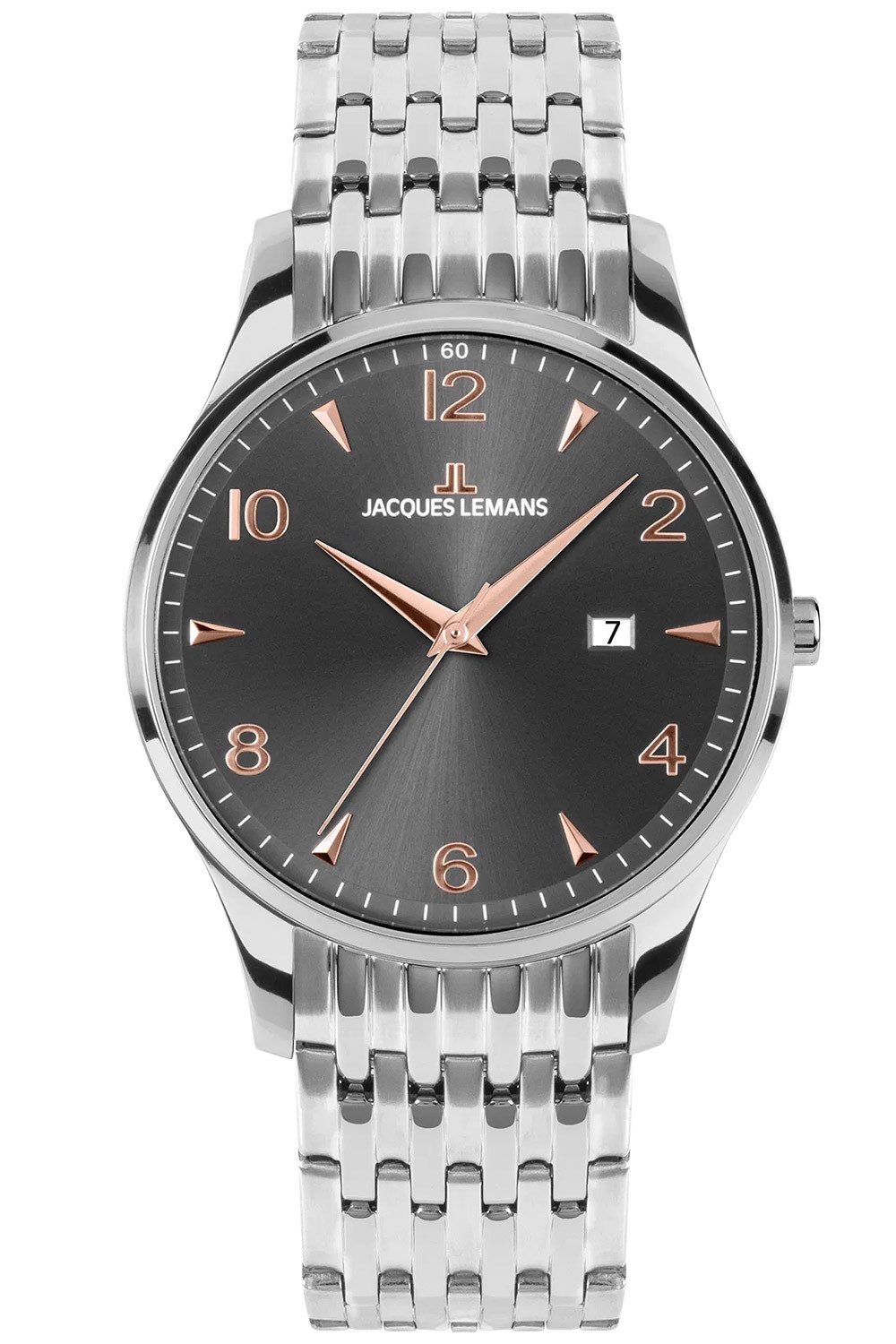 Jacques Lemans Quarzuhr London Anthrazit/Roségoldfarben