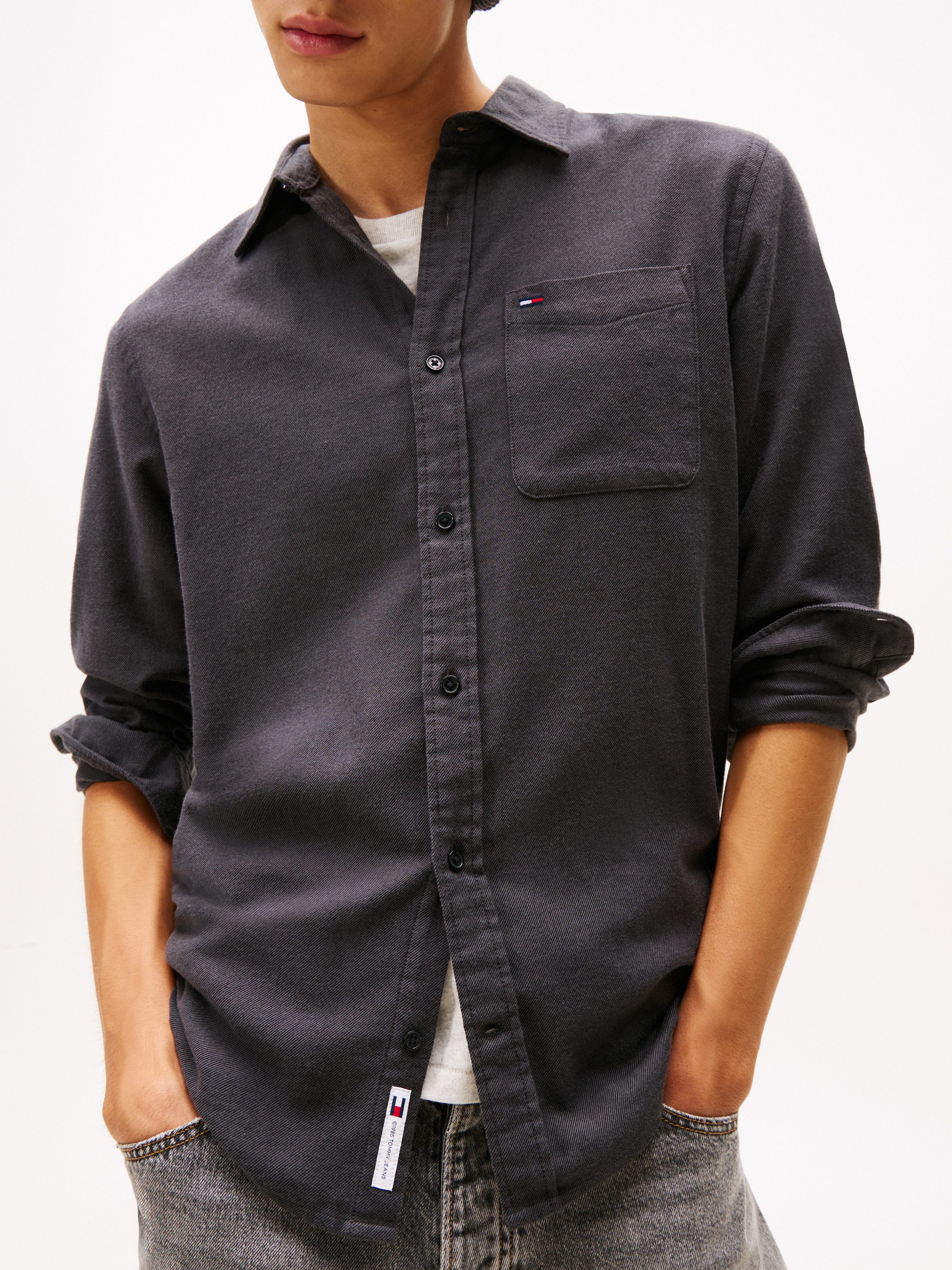 Tommy Jeans Flanellhemd TJM FLANNEL regular fit, Langarmhemd, halbgespreizt günstig online kaufen