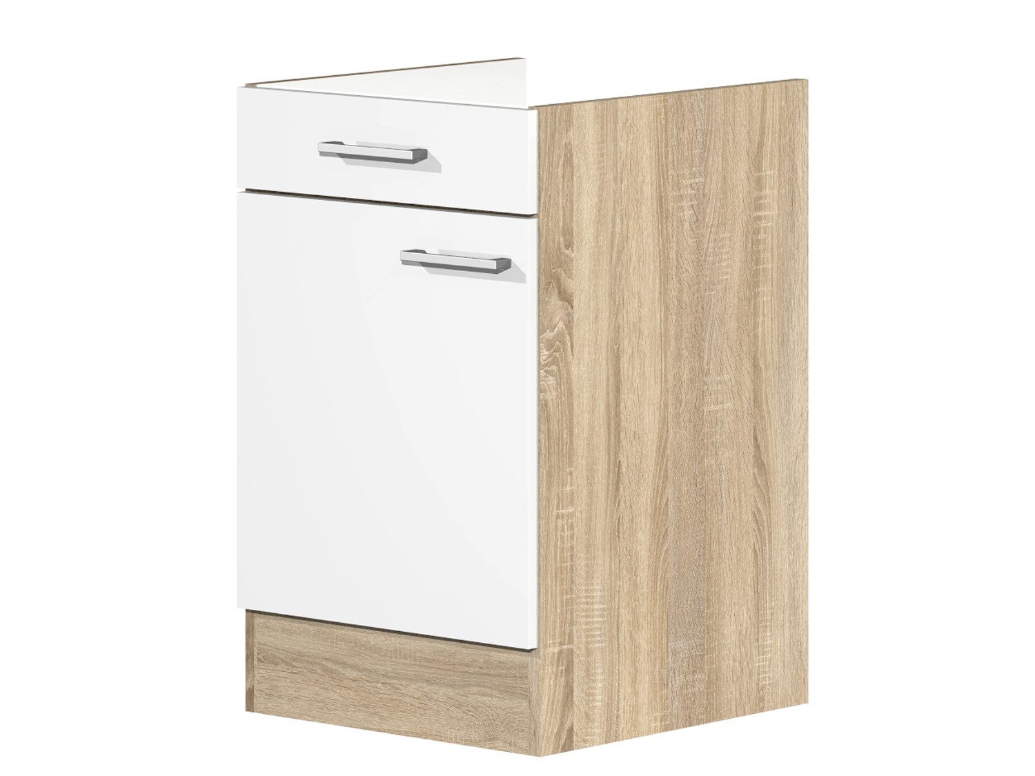 Flex-Well Unterschrank Küchenunterschrank 50 cm ohne AP - Weiß Sonoma Eiche – Salerno