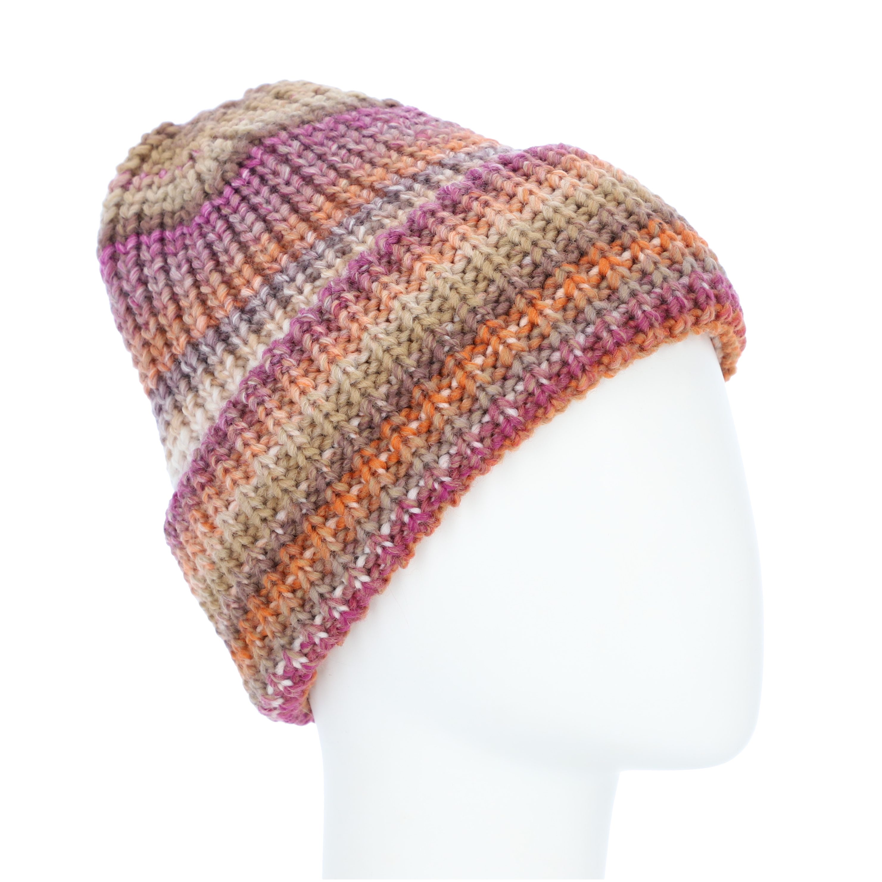 halsüberkopf Accessoires Strickmütze Umschlagmütze mit Farbverlauf günstig online kaufen
