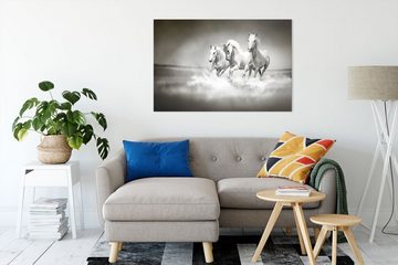 Pixxprint Leinwandbild Pferde rennen im Wasser, Pferde rennen im Wasser (1 St), Leinwandbild fertig bespannt, inkl. Zackenaufhänger