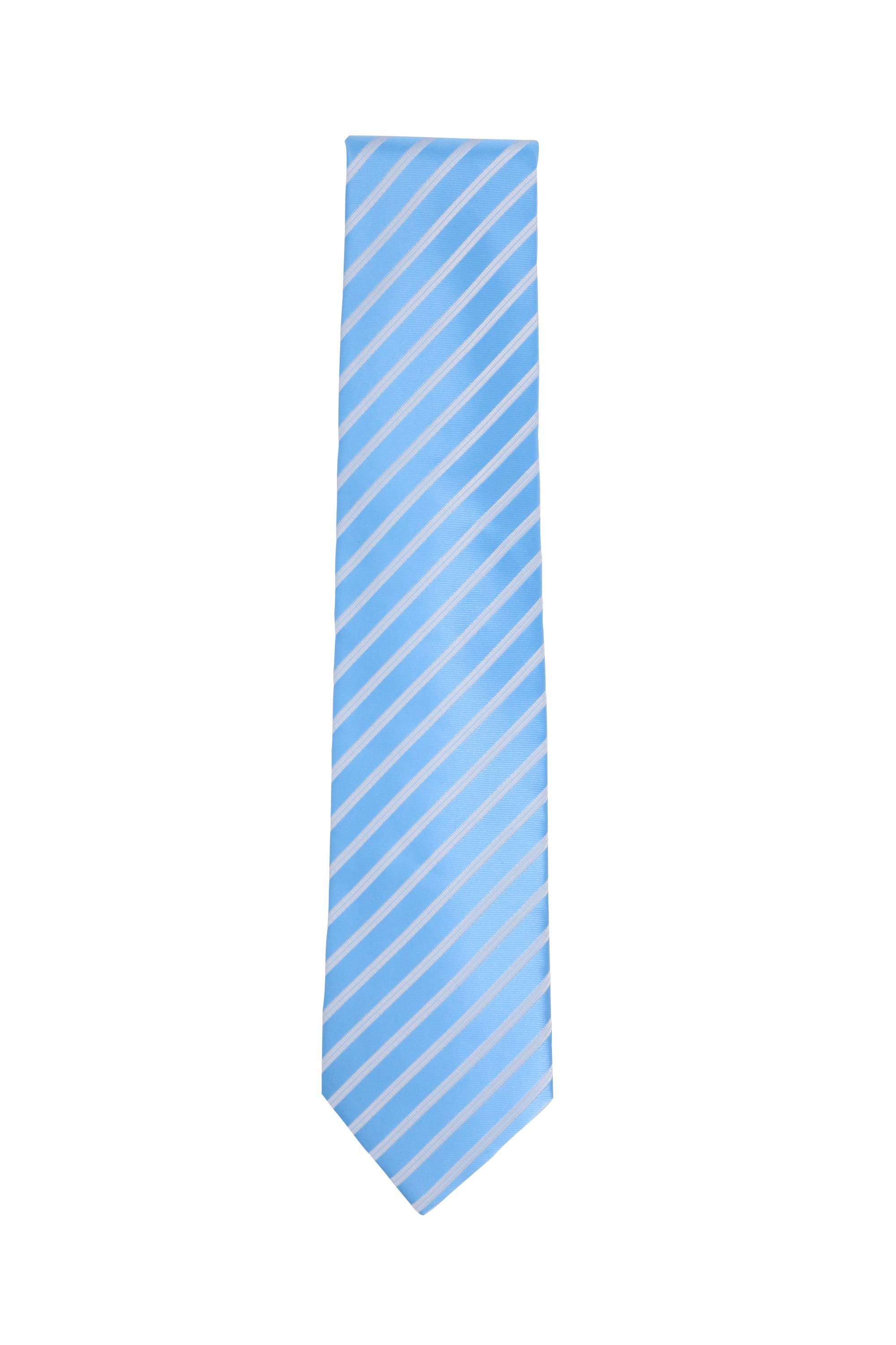 Fabio Farini Krawatte Herren Männer Gestreift) 8cm Sea Blau Blautöne in Blaue - (8cm), Silber Schlips verschiedene Blue/Silver - (ohne Streifen Breit Box, Krawatte