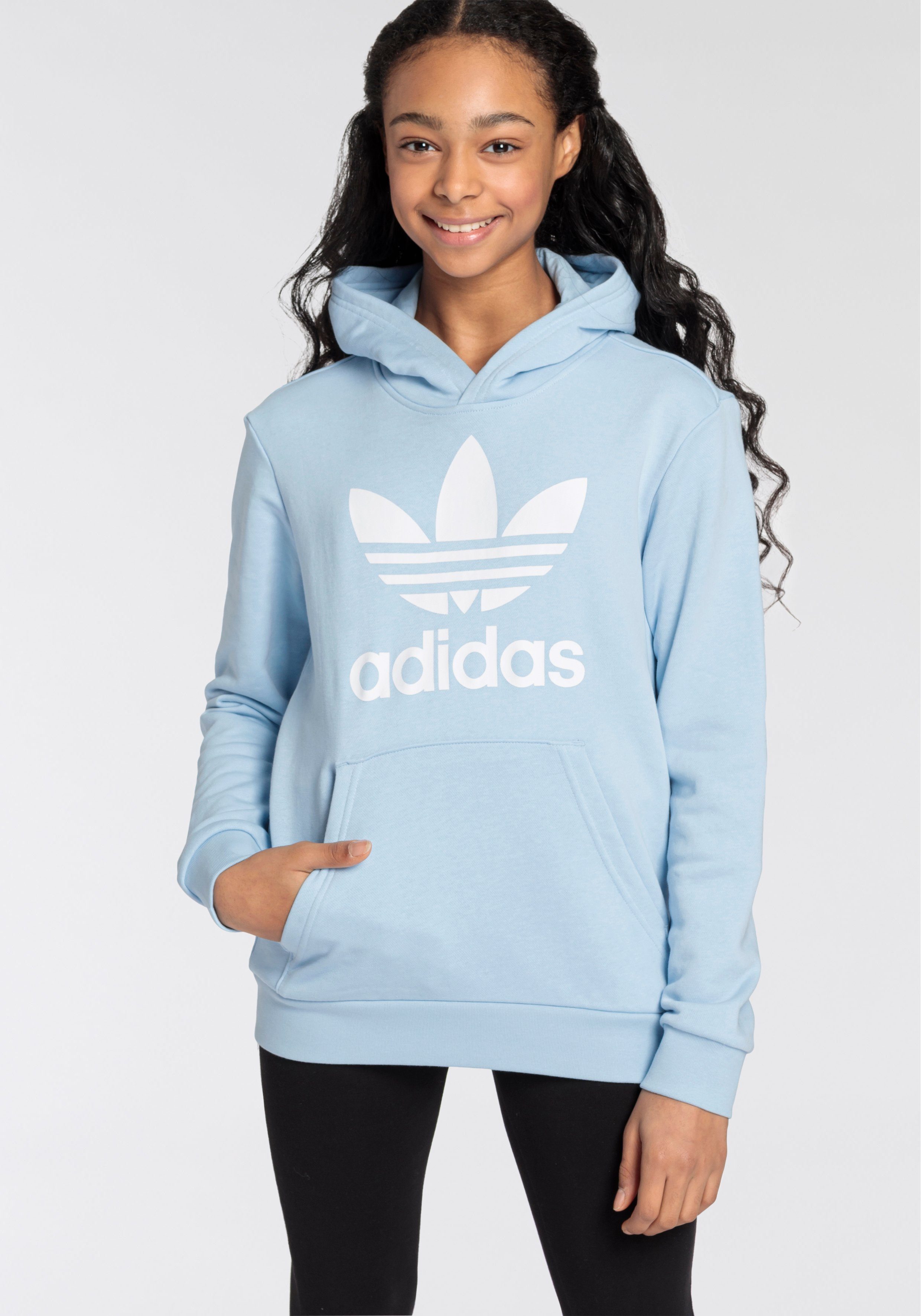 Sky adidas Originals HOODIE Clear TREFOIL Sweatshirt / White