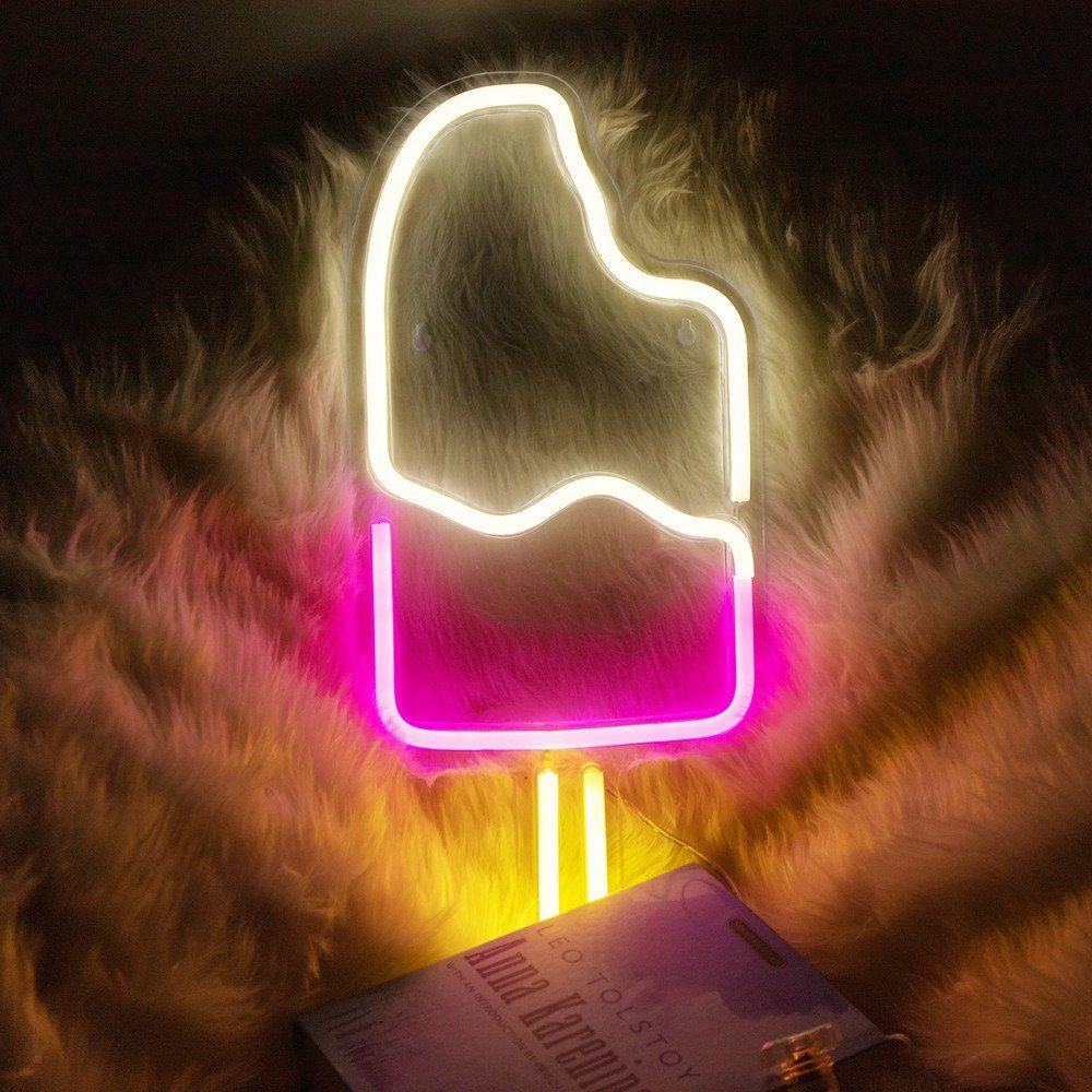 Acrylrückwand Einhorn Eiscreme transparenter Neon Dekolicht mit Schlafzimmer LED, USB Nachtlicht, Mond LED mit Stern, Rosnek LED für Gitarre SMD2835 Schild Lampe,