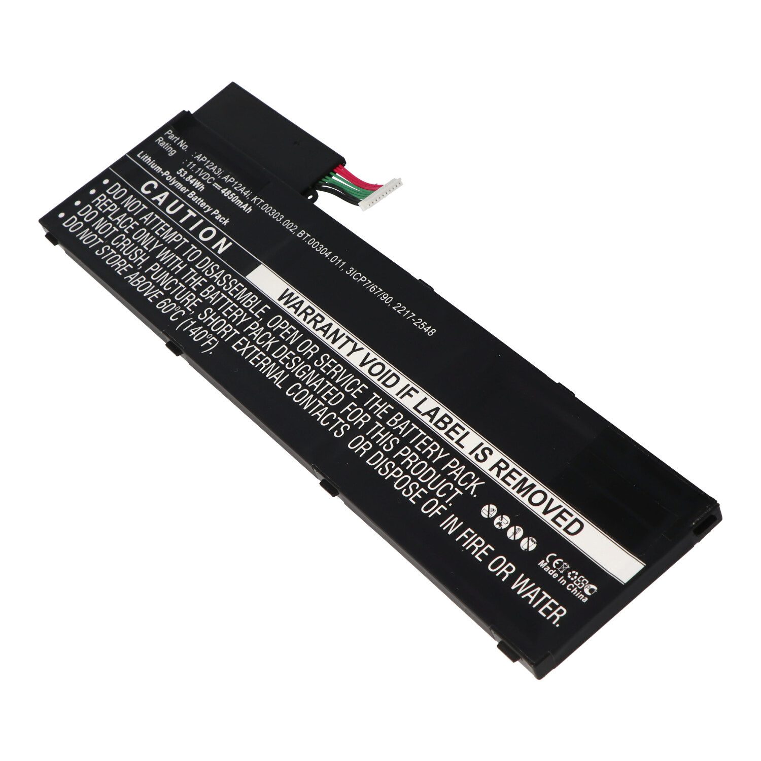 AccuCell Nachbau Akku exakt passend für den Acer Akku AP12A3i Akkutyp Abmessun Akku 4850 mAh (11,1 V)