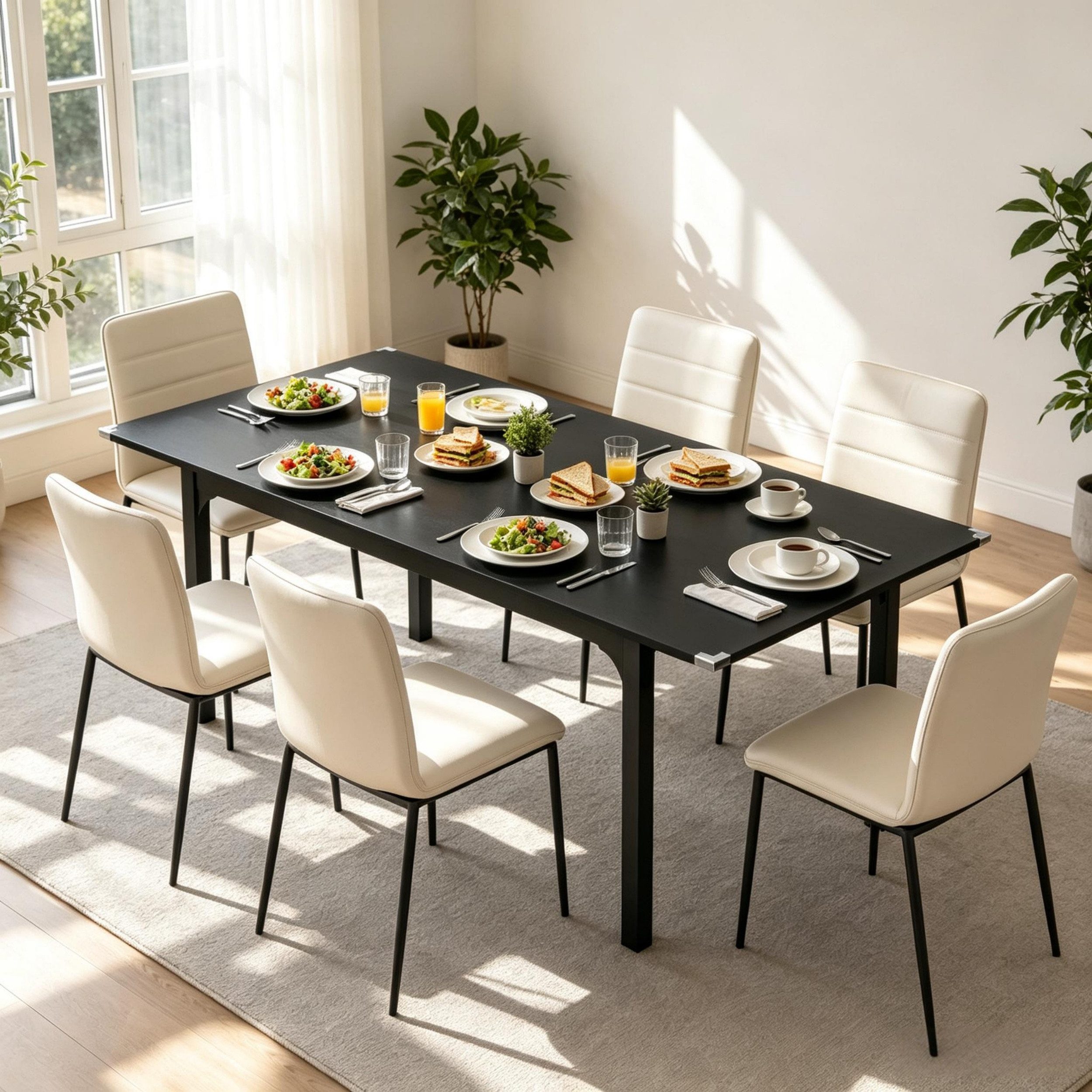 MC Star Esstisch Ausdehnbarer Esstisch für 4‑6 Personen, Stahlfüße (ideal für kleine Räume, Esszimmer(nur mit 1pcs Esstisch)