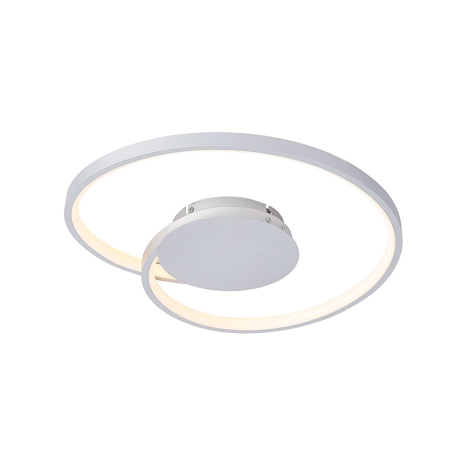 Lucande LED Deckenleuchte Enesa, dimmbar, LED-Leuchtmittel fest verbaut, warmweiß, Modern, Eisen, Aluminium, Kunststoff, silber, 1 flammig, inkl.