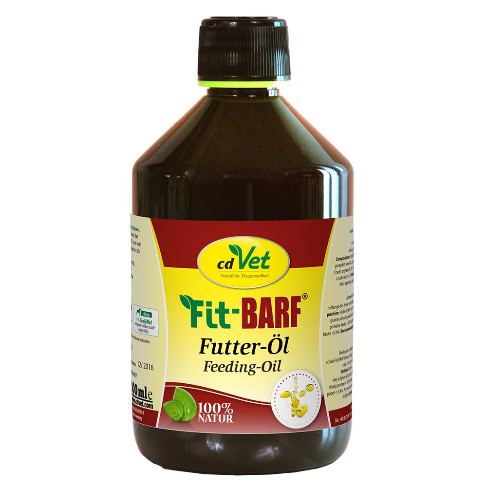 cdVet Fit-BARF Futteröl, Ergänzungsfutter für: Katzen, Hunde, mit nativem kaltgepressten Leinöl mit hohen Anteil Omega-3-Fettsäuren