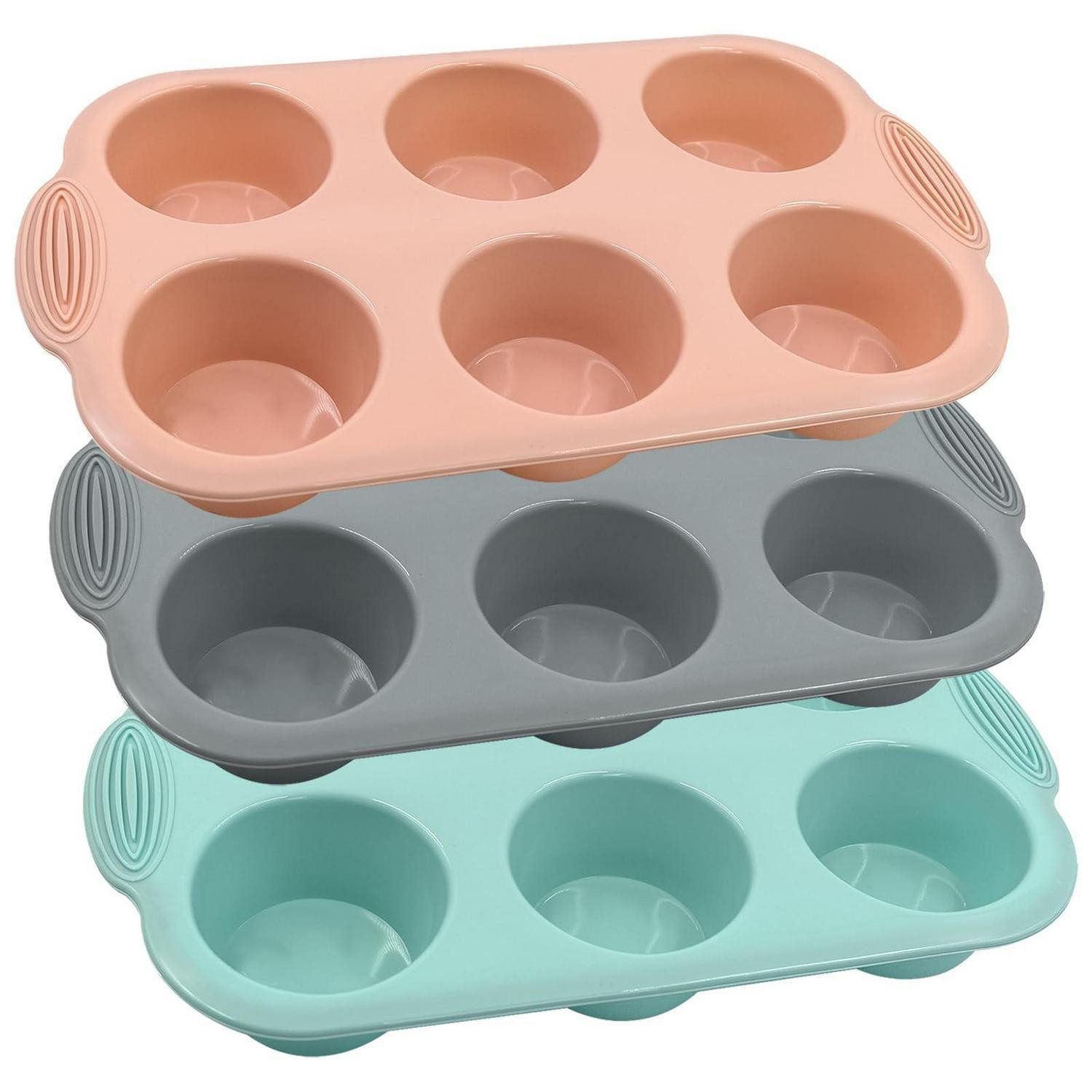 LuxusKollektion Muffinform 3er Set Silikon Muffinformen bunt antihaft, (3-tlg)