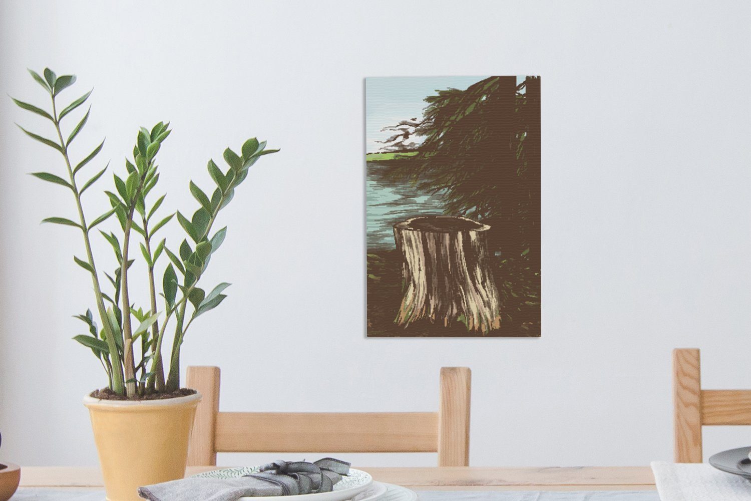 OneMillionCanvasses® Leinwandbild Baum - Meer - (1 cm St), inkl. Illustration, bespannt Zackenaufhänger, Gemälde, fertig Leinwandbild 20x30