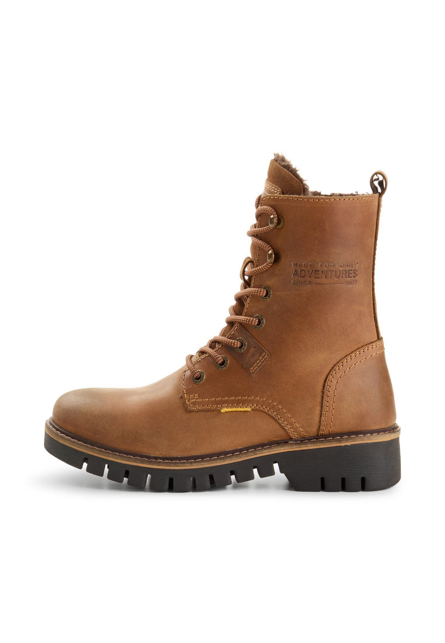 camel active Boots crazy horse/split COGNAC Winterboots