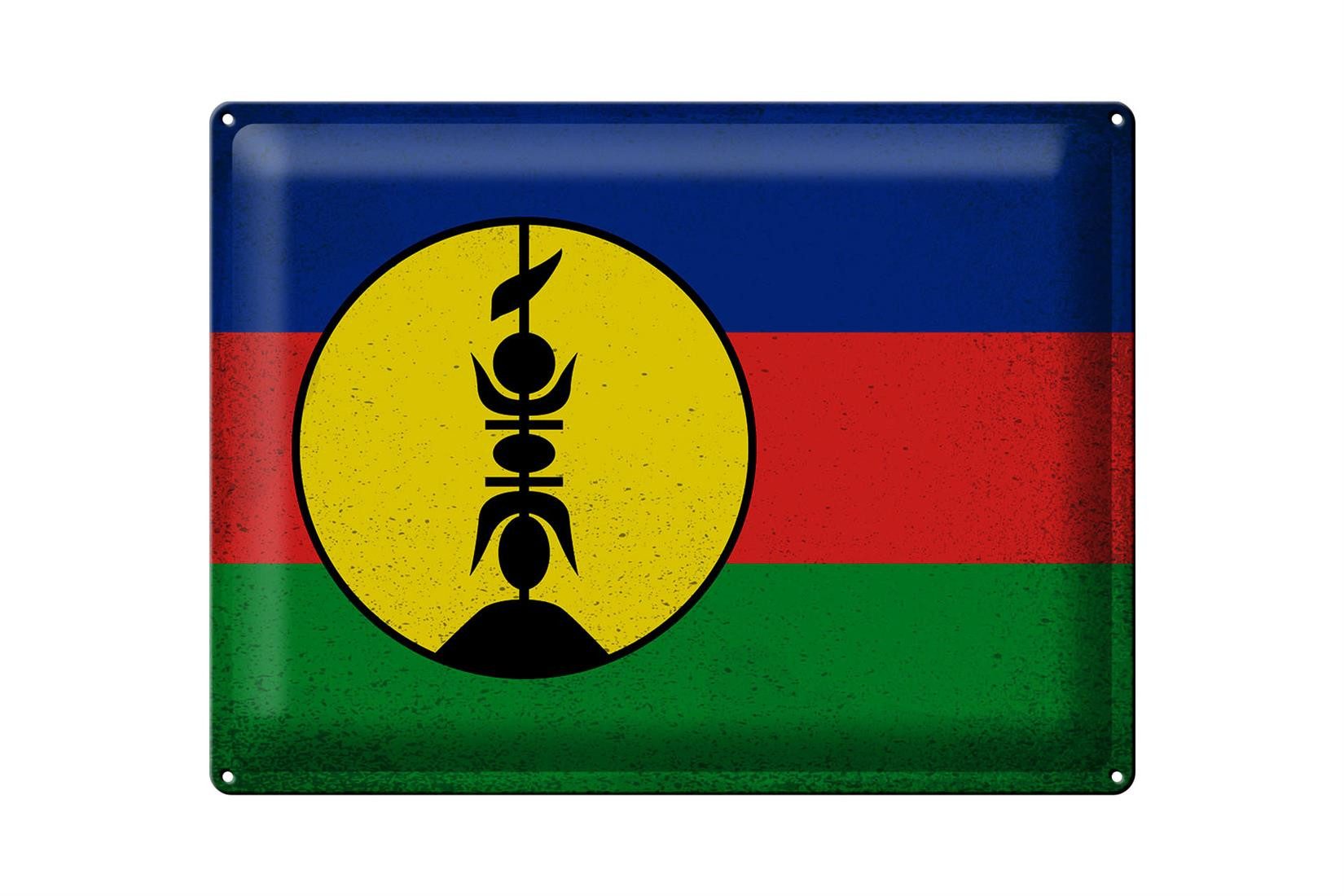 Metallschild Flagge Neukaledonien 40x30cm Flag Vintage