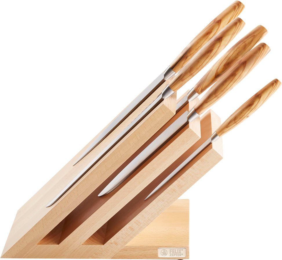 Felix Solingen Magnet-Messerblock SIZE S OLIVE (6tlg), Messerblock-Set 6-tlg