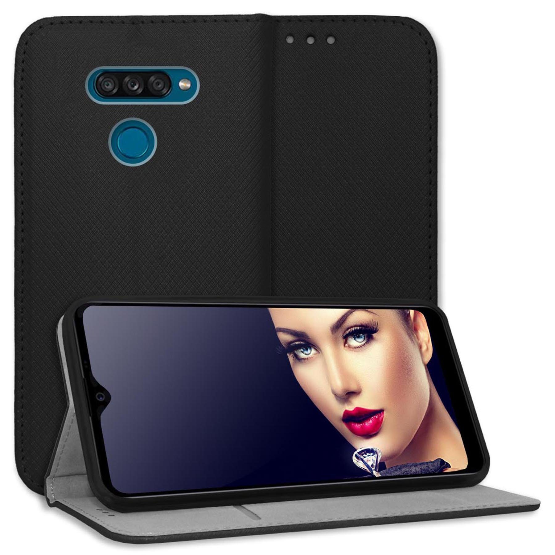 mtb more energy Smartphone-Hülle Smart Magnet für LG K50S, Schwarz, Bookstyle Klapphülle Cover Wallet Case aus Kunstleder