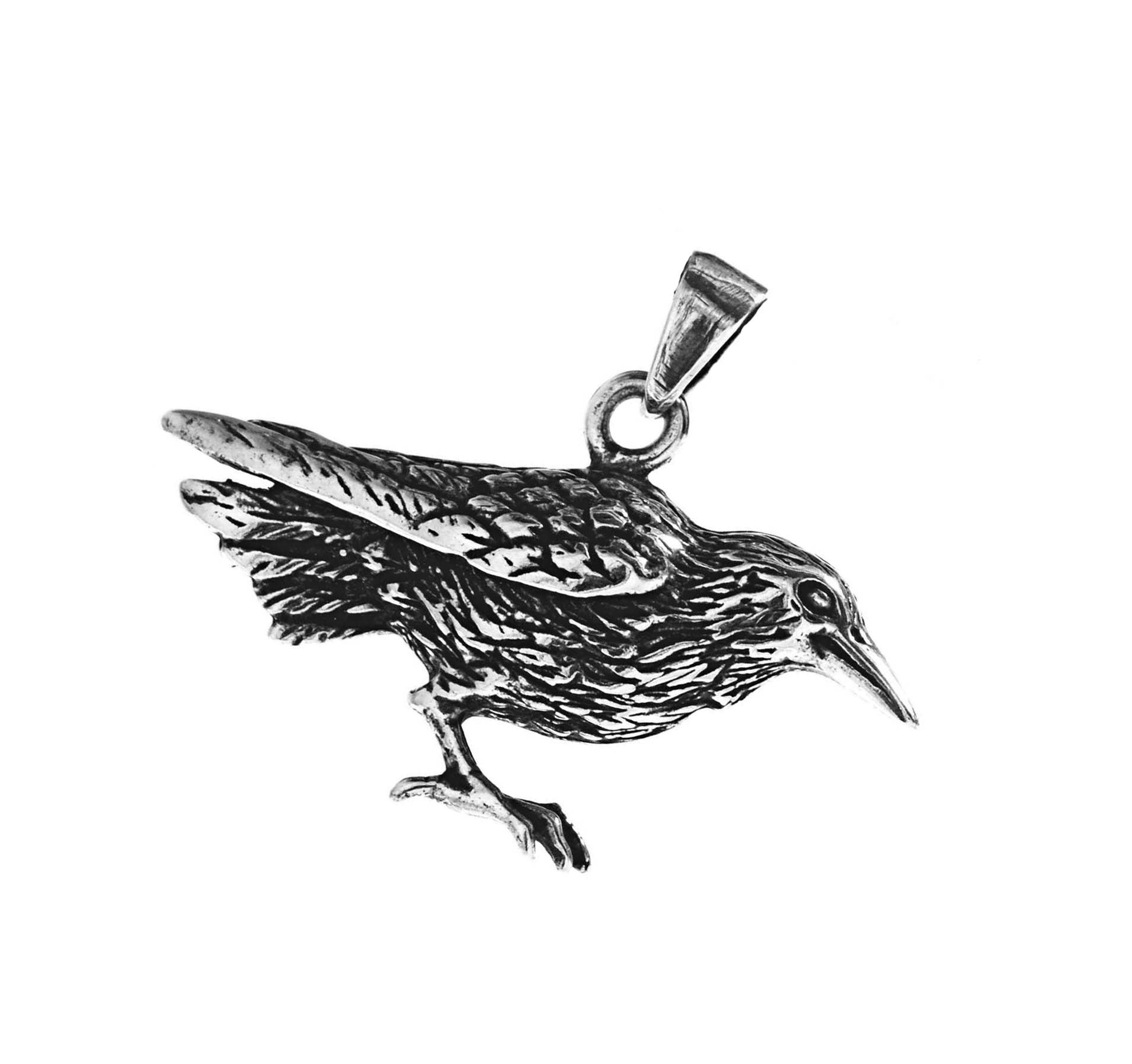 Kiss of Leather Kettenanhänger Raben Anhänger 925 Sterling Silber Odin Odins Rabe Raven Hugin Munin