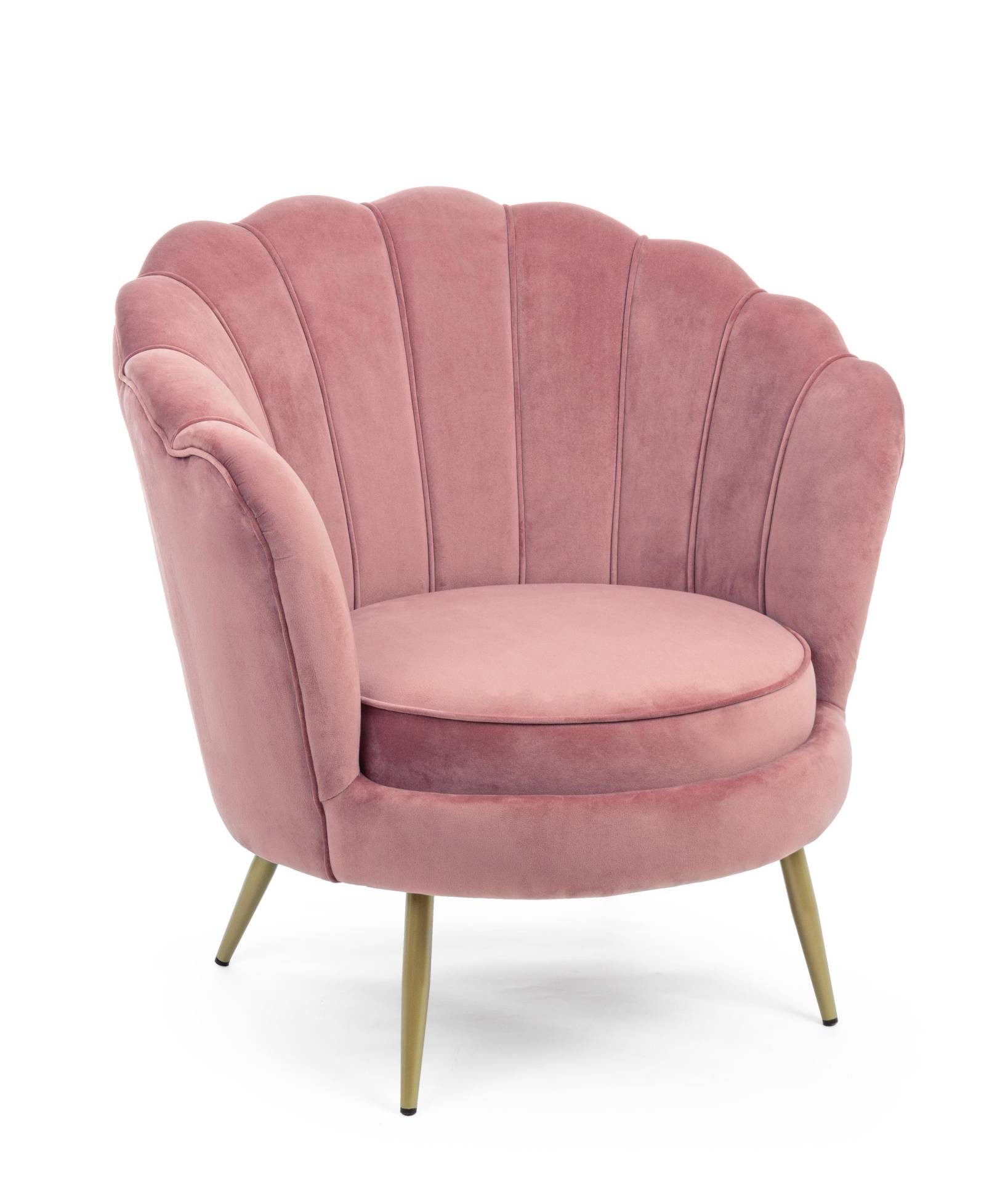 Bizzotto Sessel Giliola in Samt-Optik, Rosa günstig online kaufen