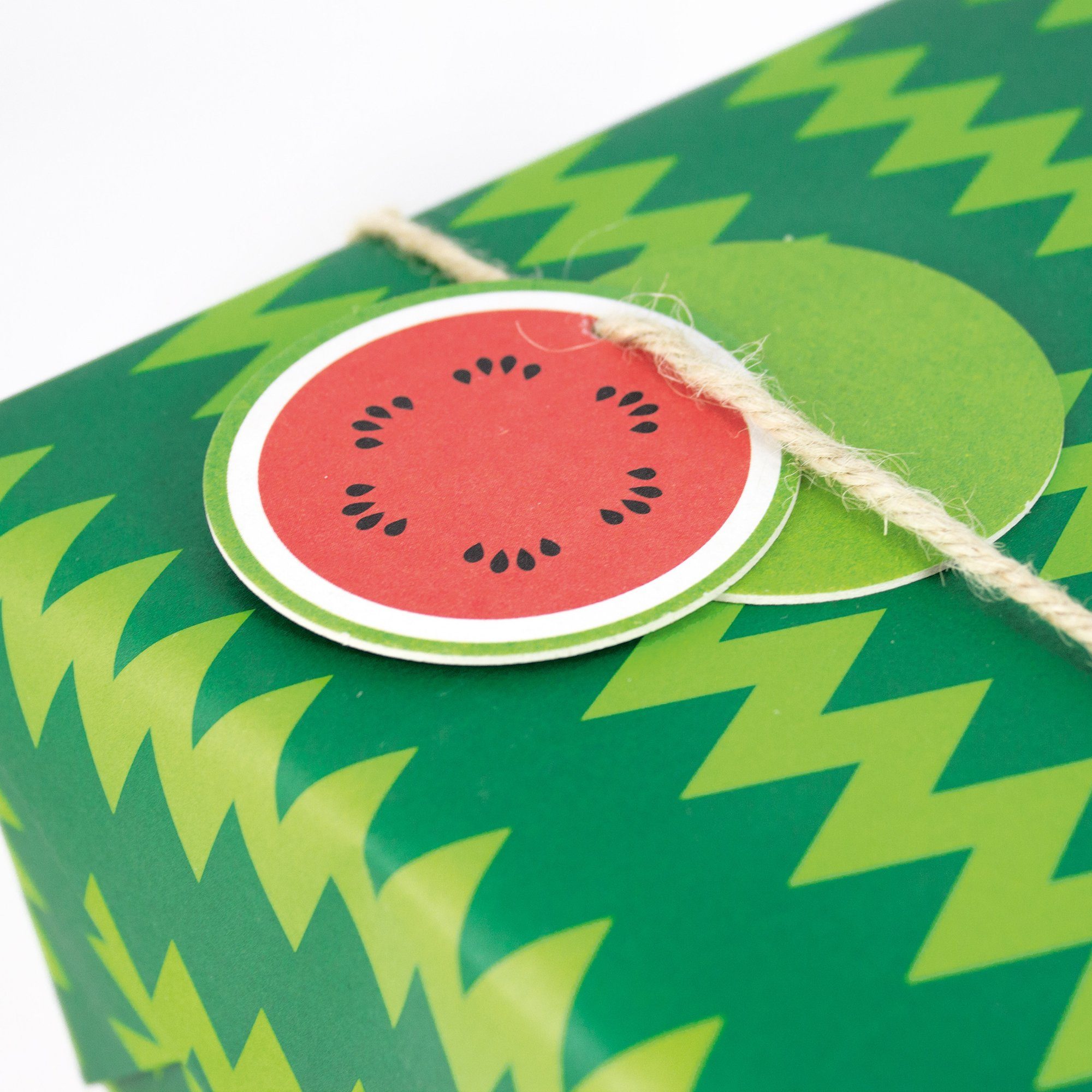 einem Geschenkanhänger Naturkordel Meter Hummingbird Wassermelone, mit & Bow Geschenkband
