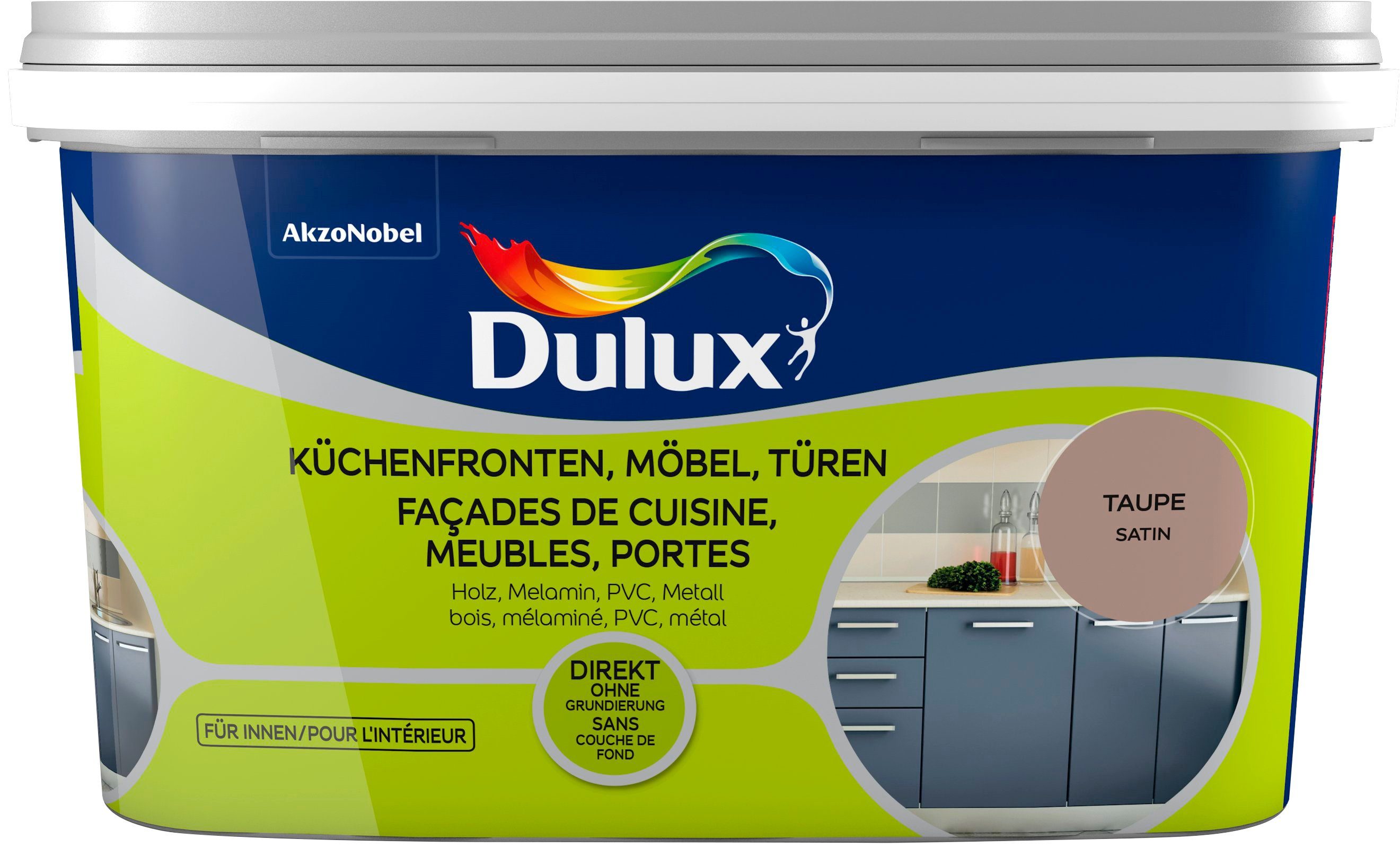 Dulux Holzlack Fresh Up, für Küchen, Möbel und Türen, taupe, 2 l