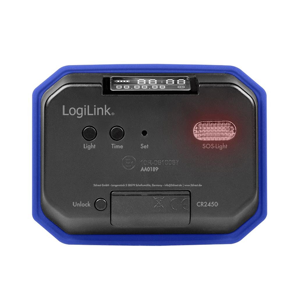 LogiLink elektronische Parkscheibe AA0189 Digitale Parkuhr, automatische Aktivierung, 24-Stunden, Automatische Parkzeit, LCD-Anzeige, SOS-Licht Auto