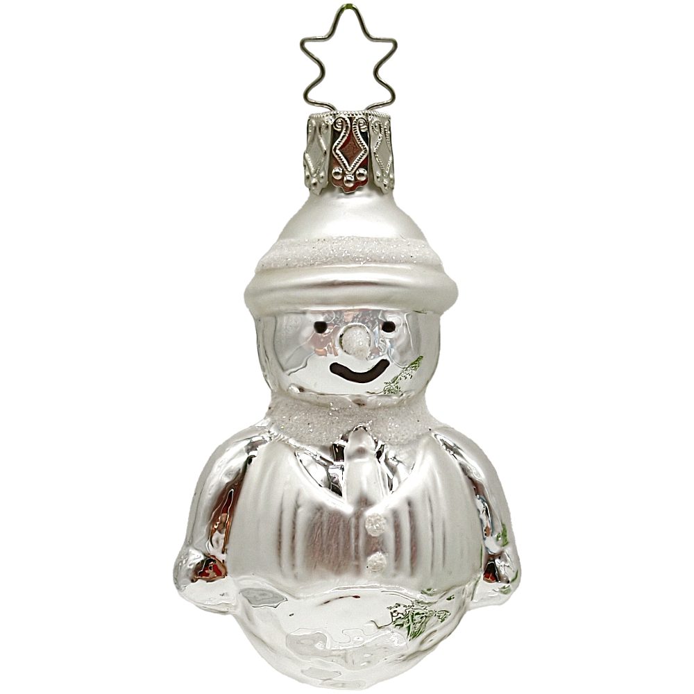 INGE-GLAS® Christbaumschmuck Schneemann silber (1-tlg), mundgeblasen, handbemalt