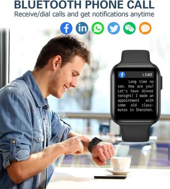 Bebinca Damen 2023 Mit Anrufe und Whatsapp IP68 Wasserdichter Smartwatch (1,69 Zoll, Android iOS), mit Mikrofon Sprachassistent 28 Sportmodi/Herzfrequenz/260-mAh-Akku