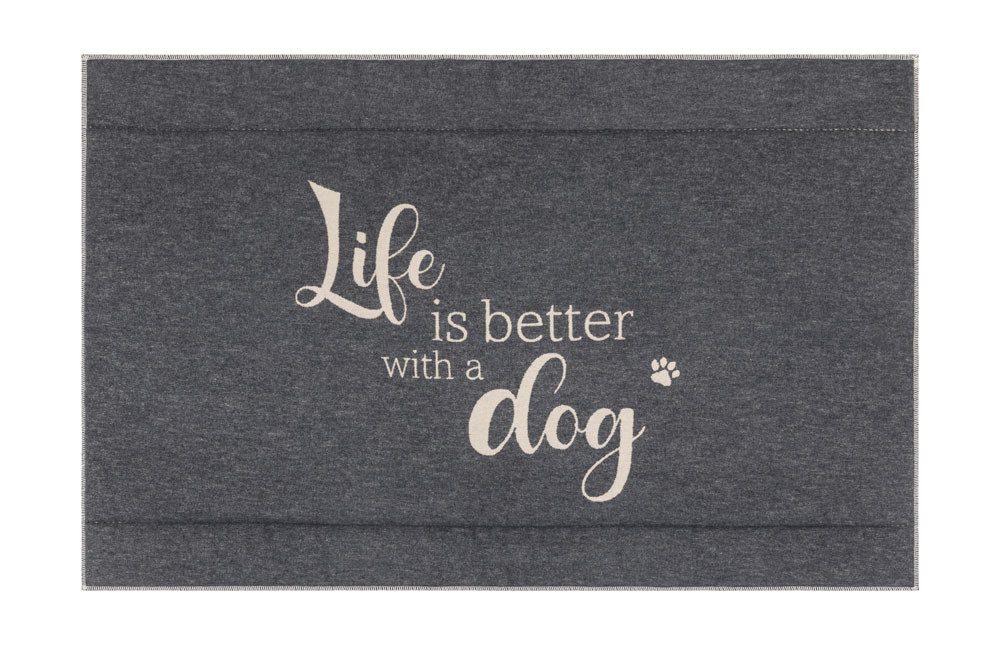 DAVID FUSSENEGGER Hundematte 'life is better' 80 x 120 cm Anthrazit - Grau