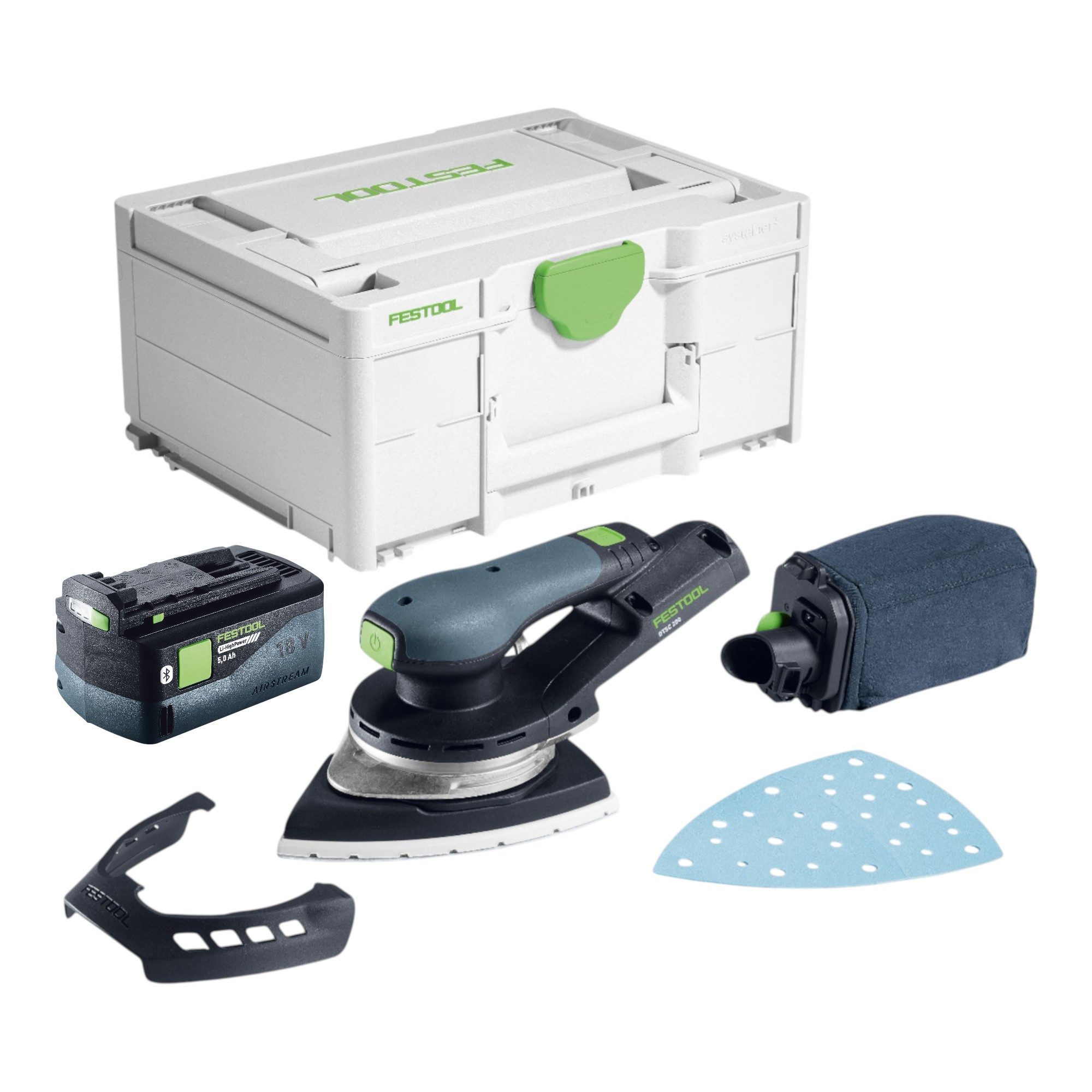 FESTOOL Deltaschleifer DTSC 200-Basic Akku 18 V 145 x 195 mm Brushless + 1x Akku 5,0 Ah