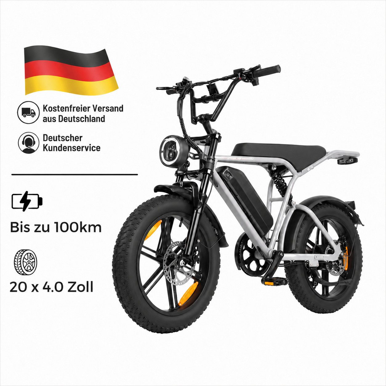 PIXAR E-Bike Cityrad E6 3.0 Elektrofahrrad 48V 15Ah 7-Gang 20"x4.0 Fatbike mit LCD, Mittelmotor, 720 Wh, (Packung)
