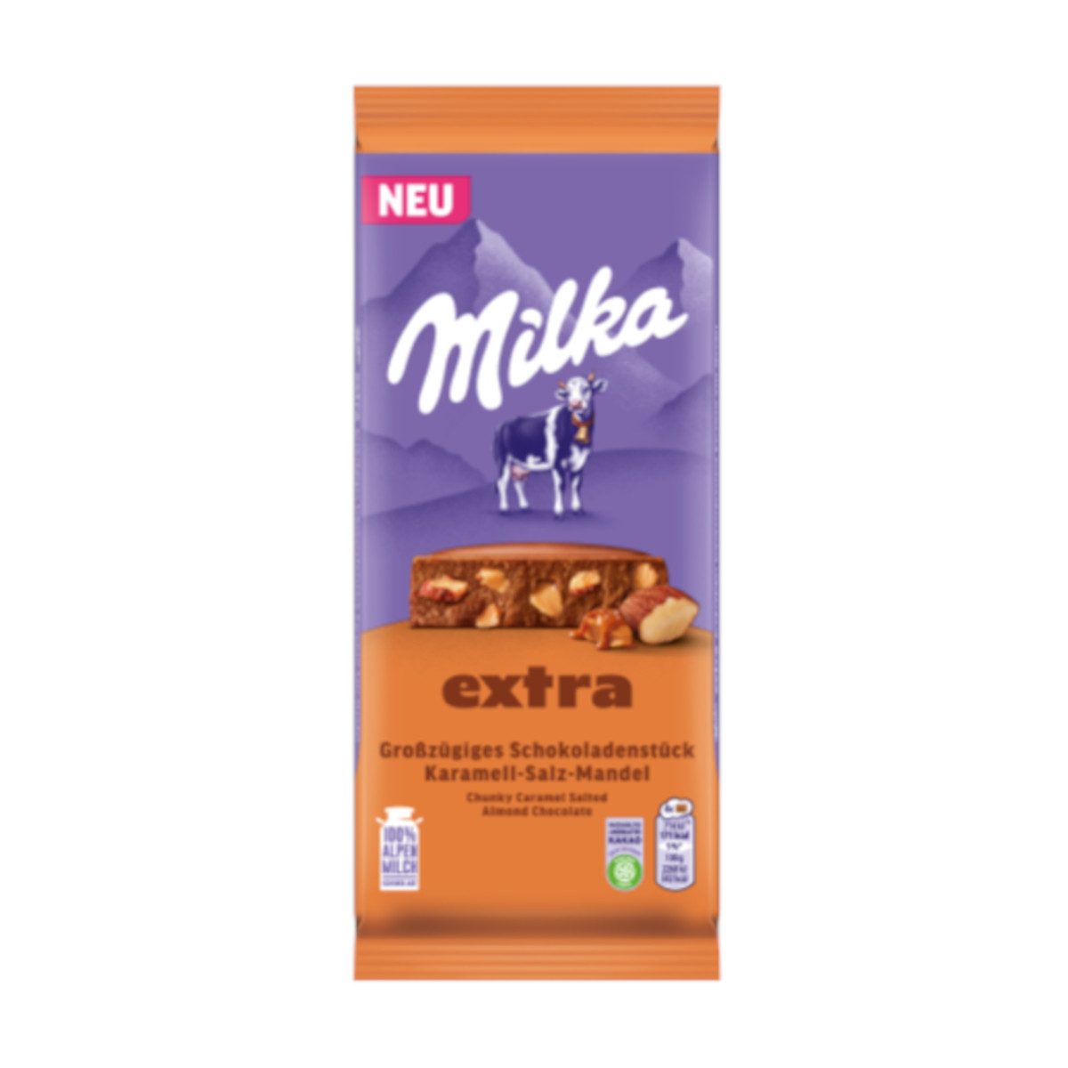 MILKA Schokolade, Milka EXTRA Karamell Salz Mandel Schokoladen Tafel Packung 190g