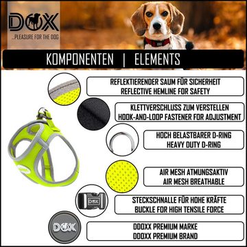 DDOXX Hunde-Geschirr Air Mesh Step-In Brustgeschirr für Hunde, Katzen, Welpen, Air Mesh, Gelb Brustumfang: 33-38 Cm
