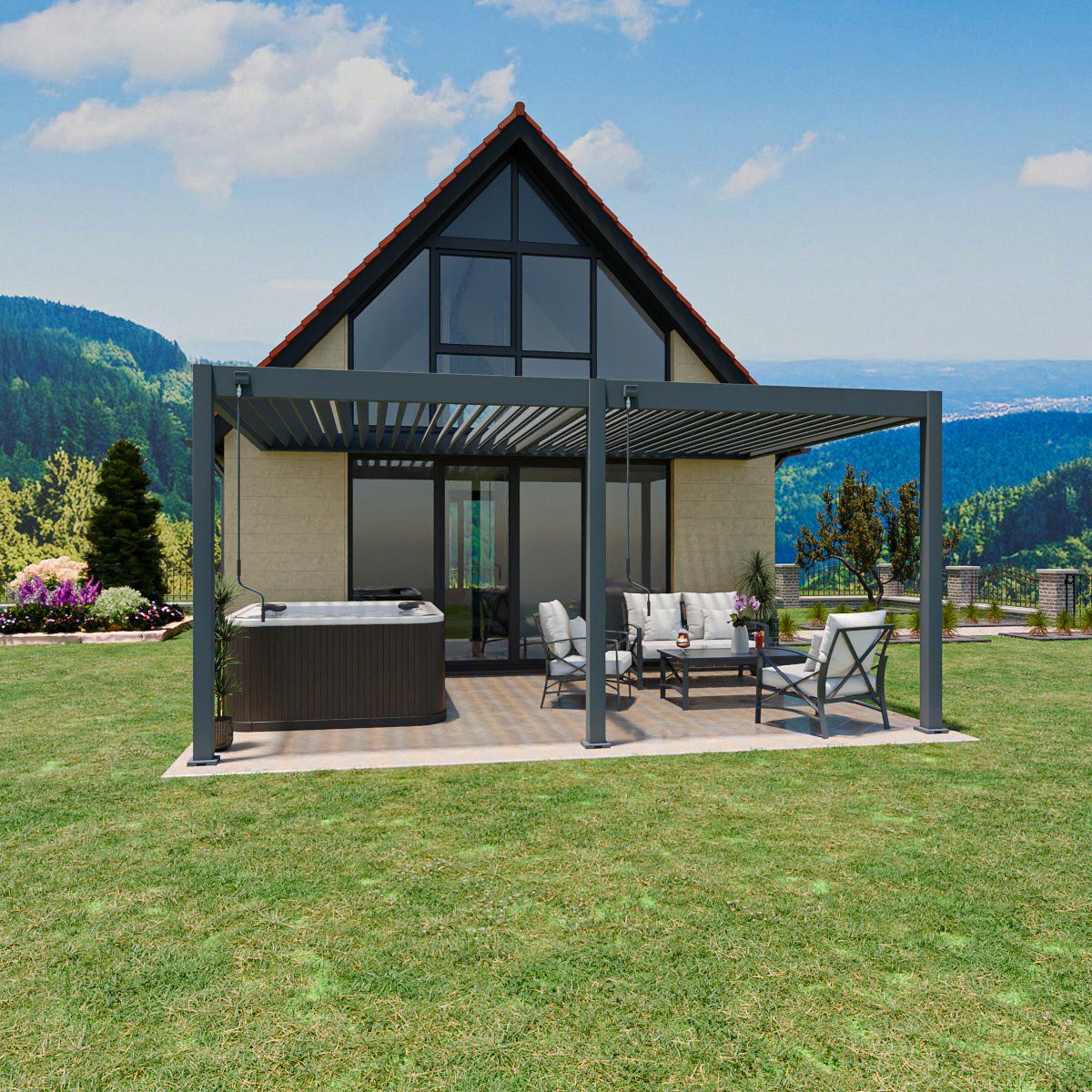 Weide Pergola Deluxe Wand Pavillon Terrassenüberdachung günstig online kaufen