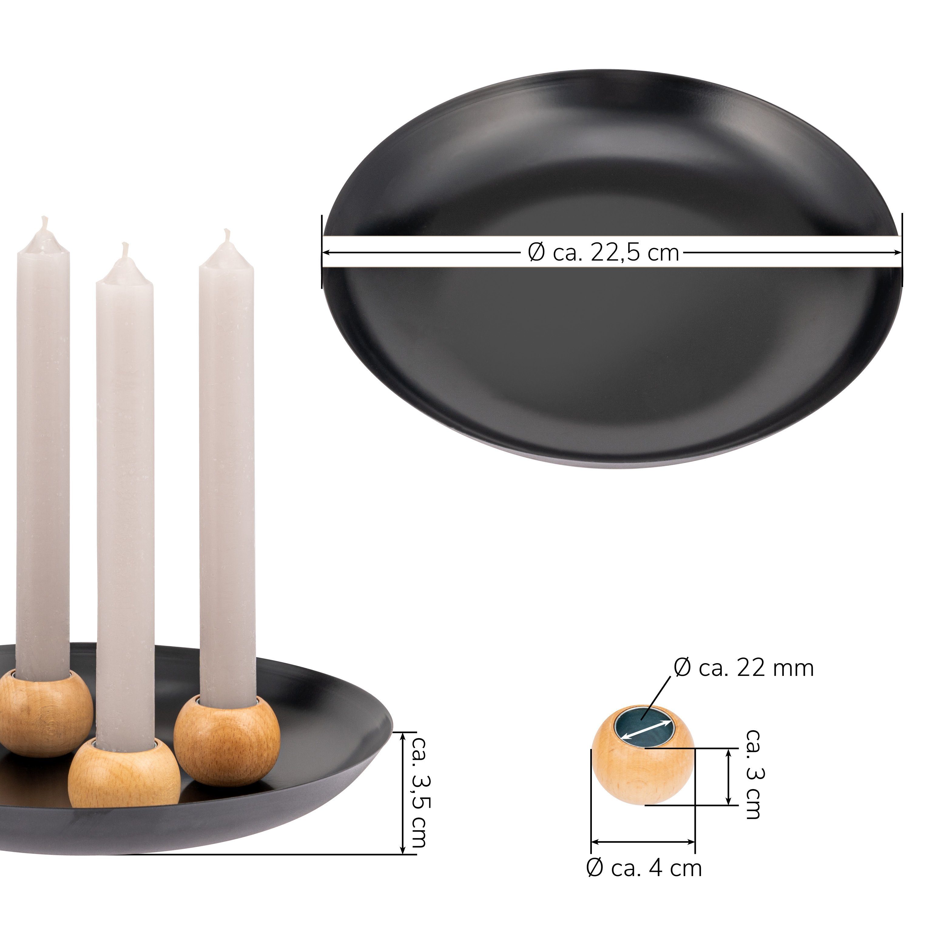 schwarz mit bremermann Kerzenhalter Stabkerzenhaltern (Set), Halterungen 4 sind Kerzentablett magnetisch